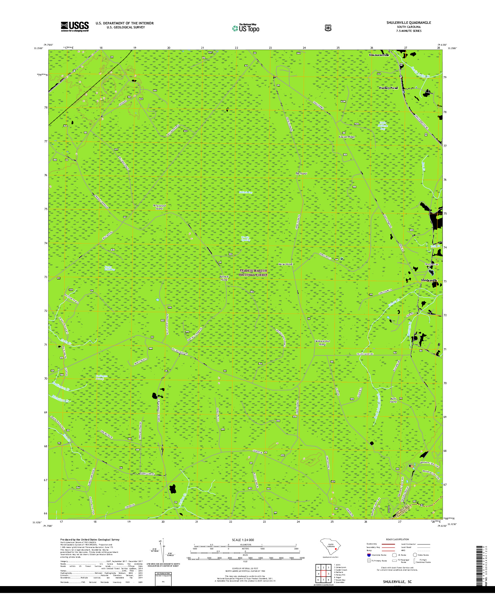 USGS US TOPO 7.5-MINUTE MAP FOR SHULERVILLE, SC 2020