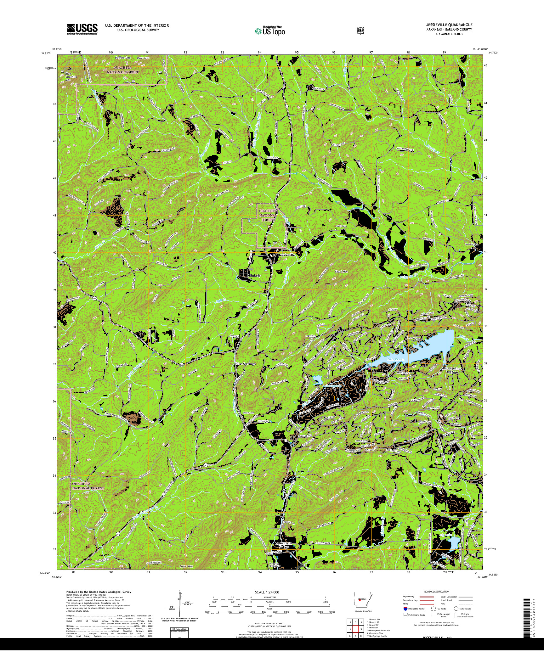 USGS US TOPO 7.5-MINUTE MAP FOR JESSIEVILLE, AR 2020