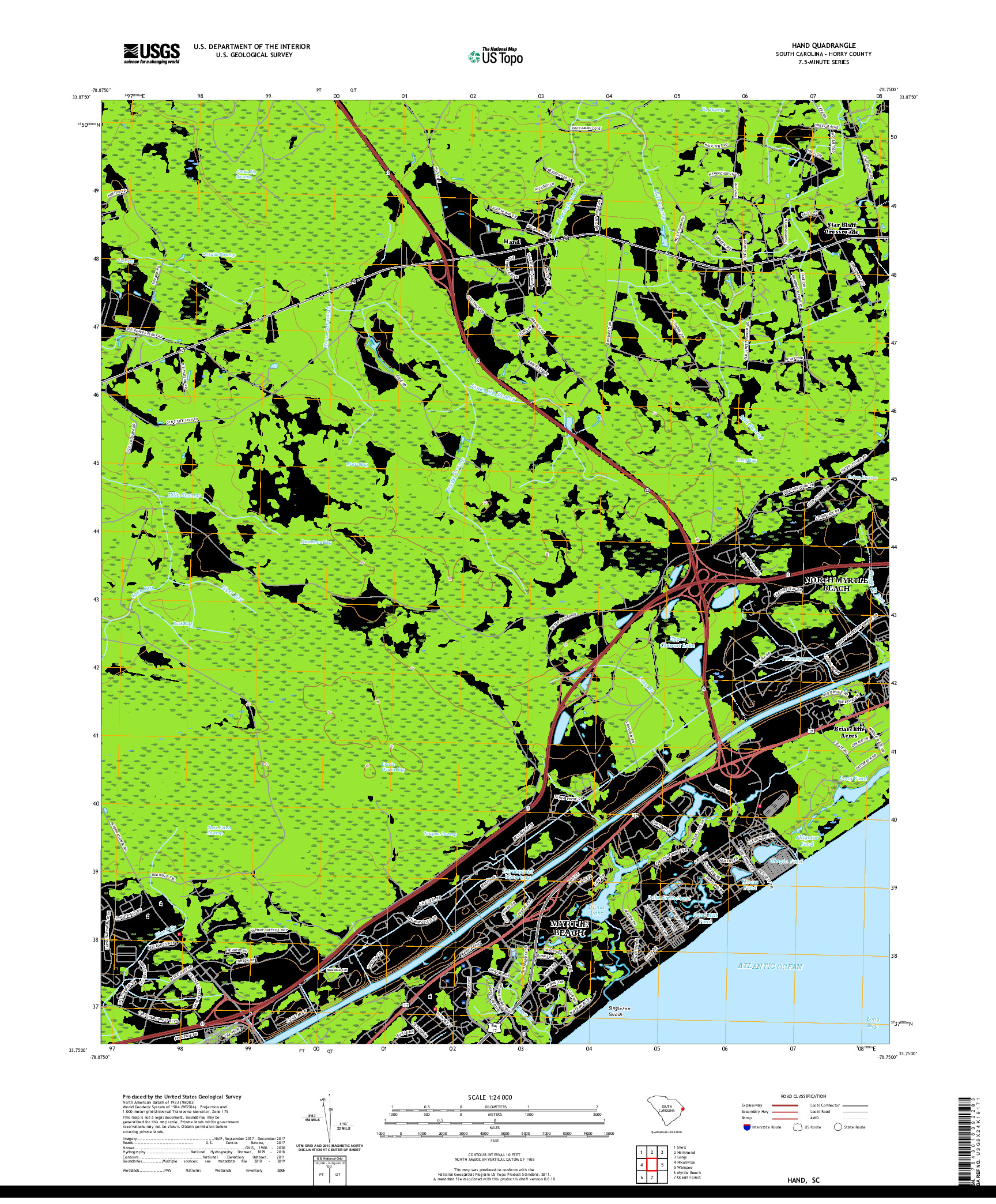 USGS US TOPO 7.5-MINUTE MAP FOR HAND, SC 2020