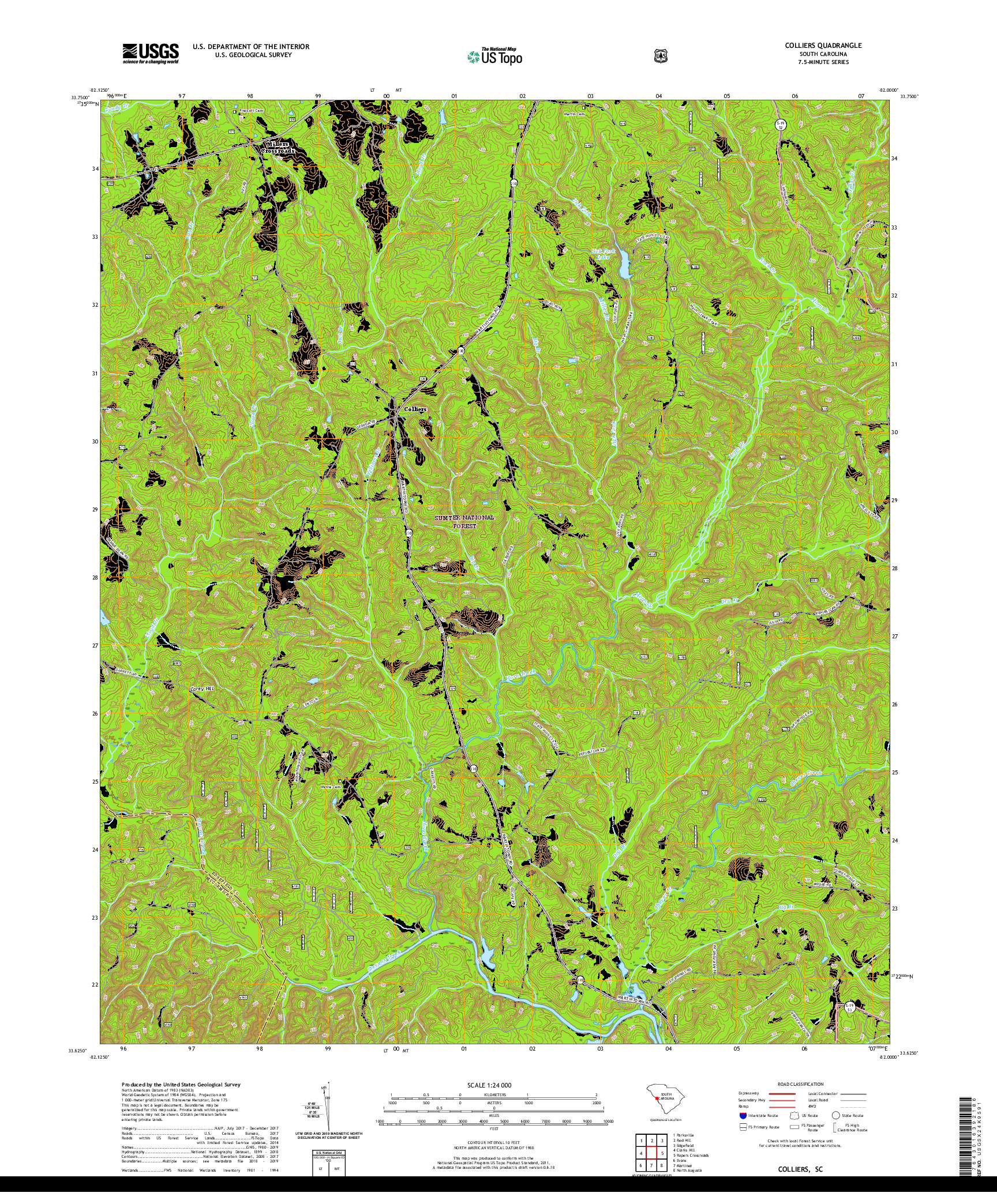 USGS US TOPO 7.5-MINUTE MAP FOR COLLIERS, SC 2020