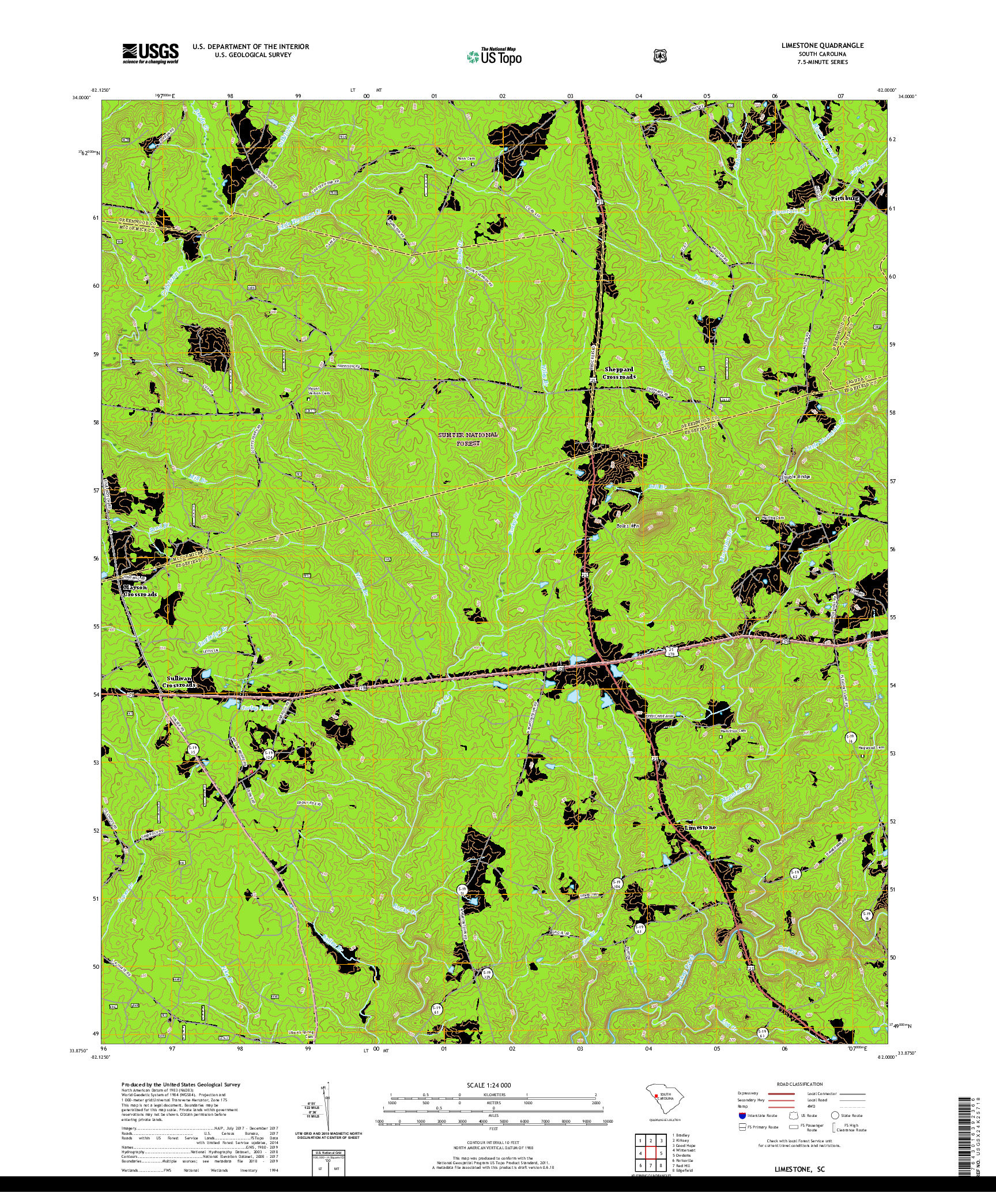 USGS US TOPO 7.5-MINUTE MAP FOR LIMESTONE, SC 2020