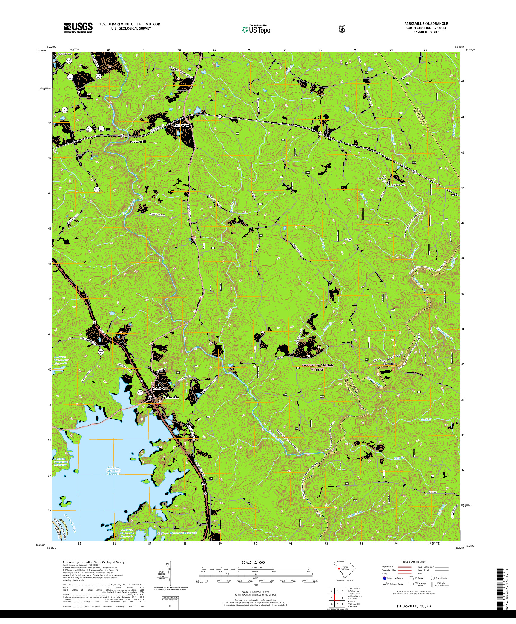 USGS US TOPO 7.5-MINUTE MAP FOR PARKSVILLE, SC,GA 2020