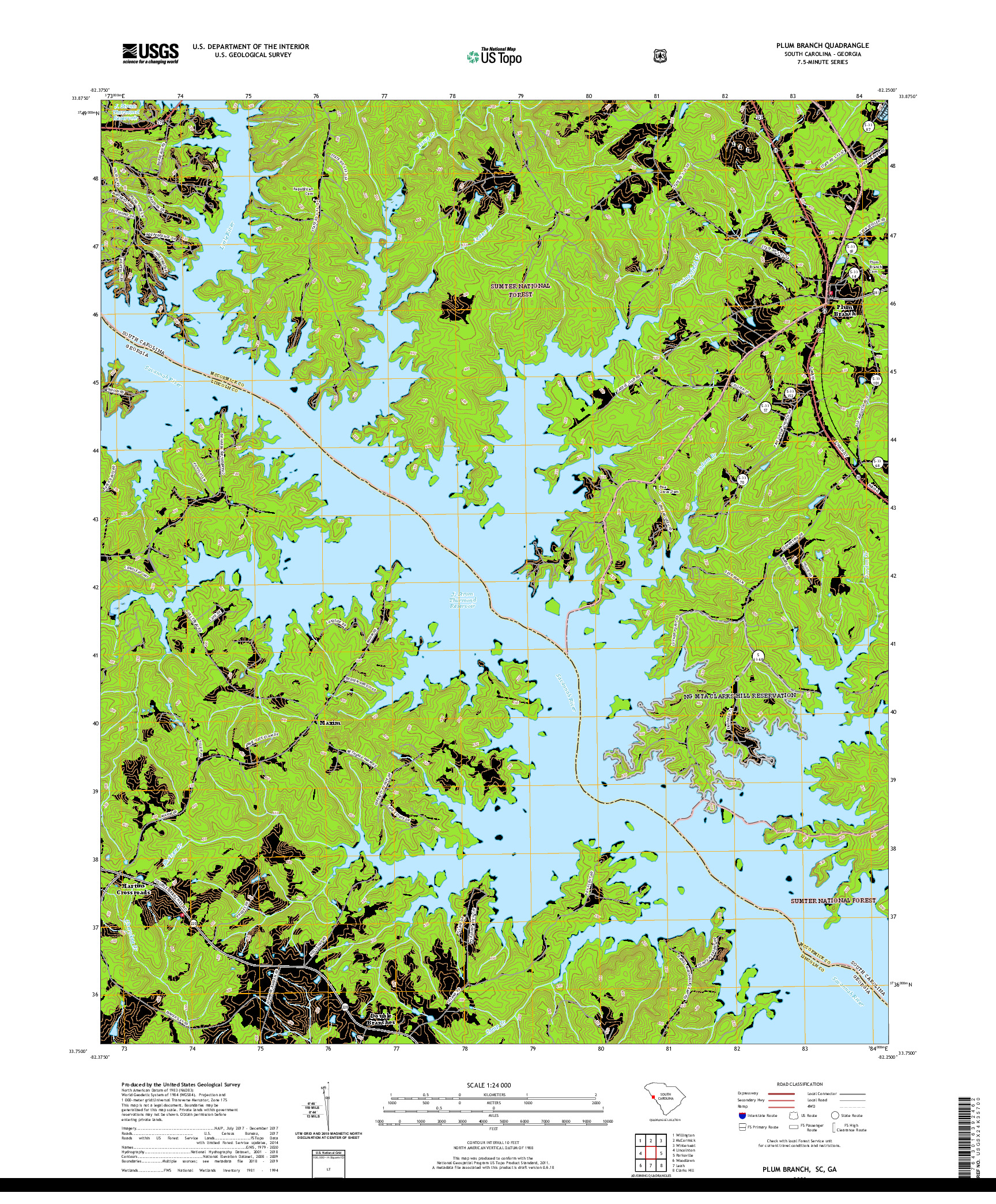 USGS US TOPO 7.5-MINUTE MAP FOR PLUM BRANCH, SC,GA 2020