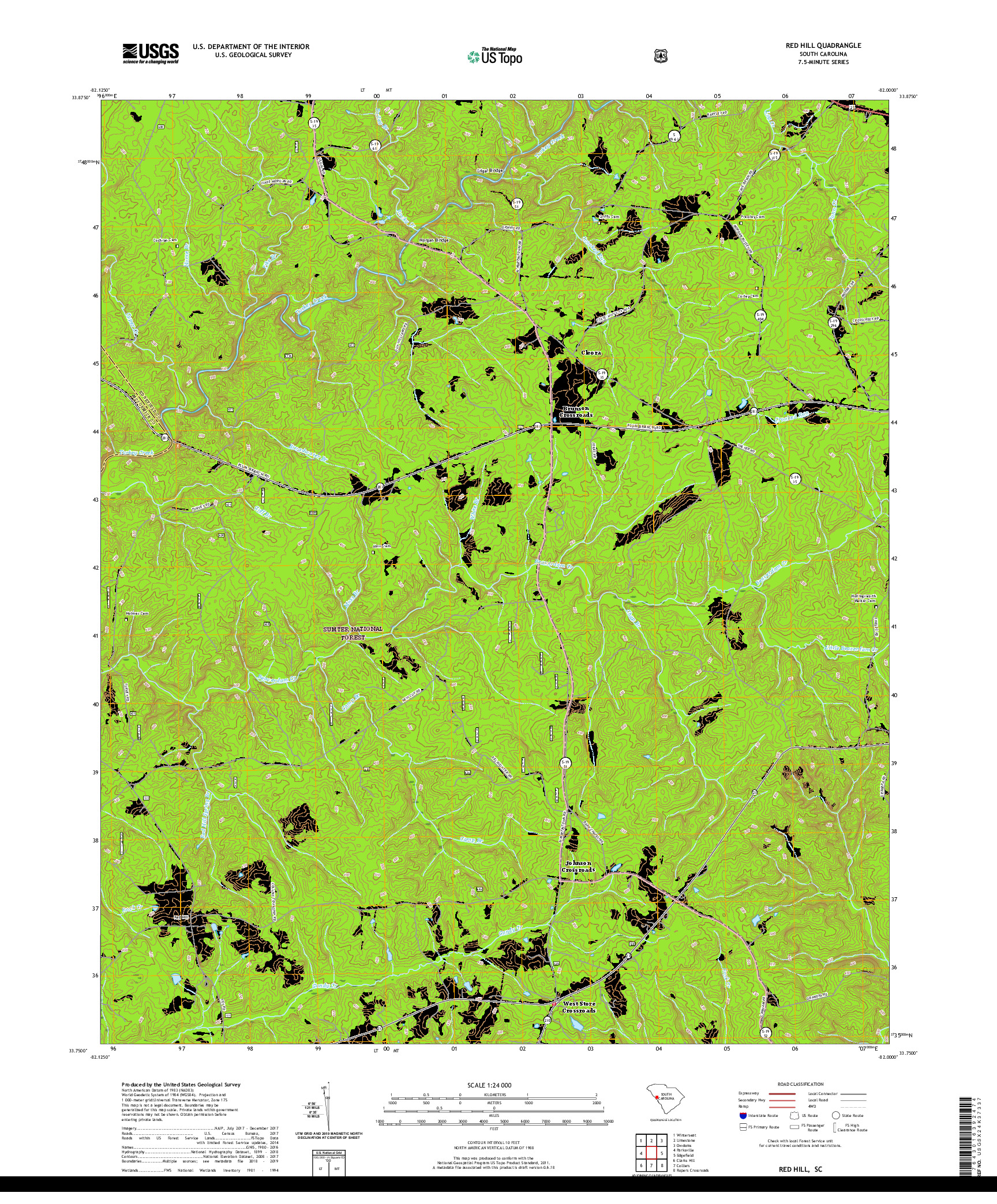 USGS US TOPO 7.5-MINUTE MAP FOR RED HILL, SC 2020