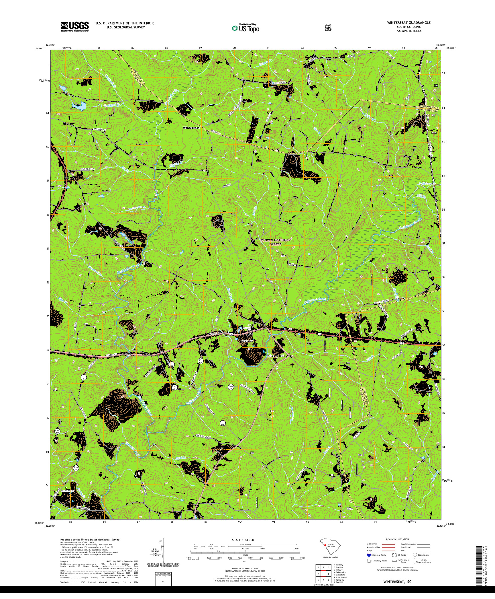 USGS US TOPO 7.5-MINUTE MAP FOR WINTERSEAT, SC 2020