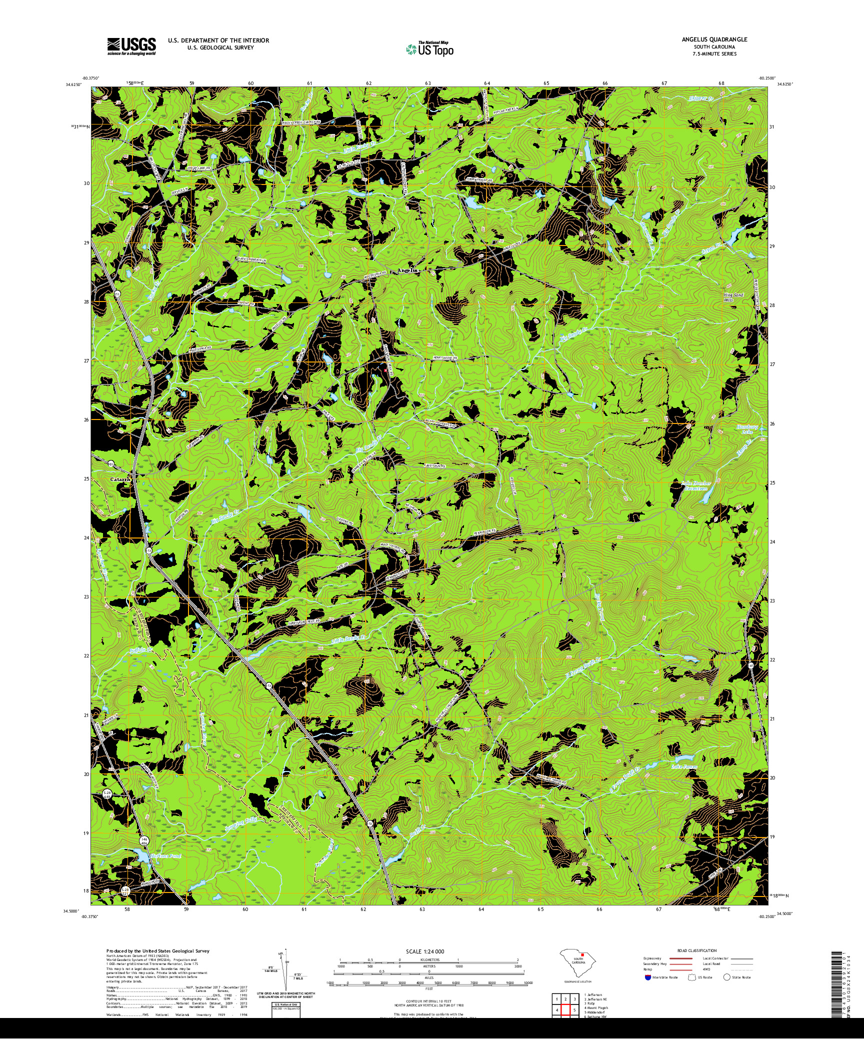 USGS US TOPO 7.5-MINUTE MAP FOR ANGELUS, SC 2020