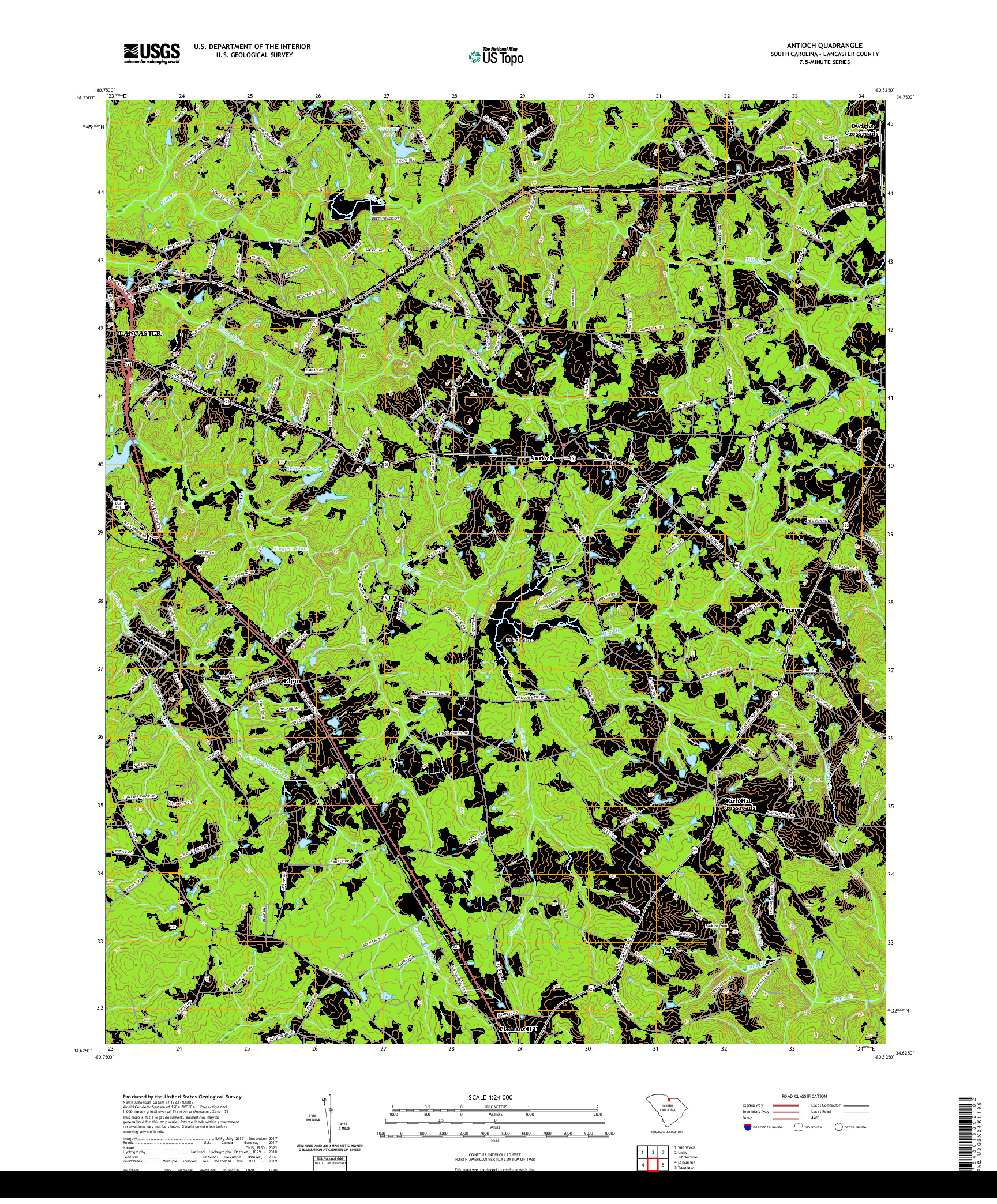 USGS US TOPO 7.5-MINUTE MAP FOR ANTIOCH, SC 2020