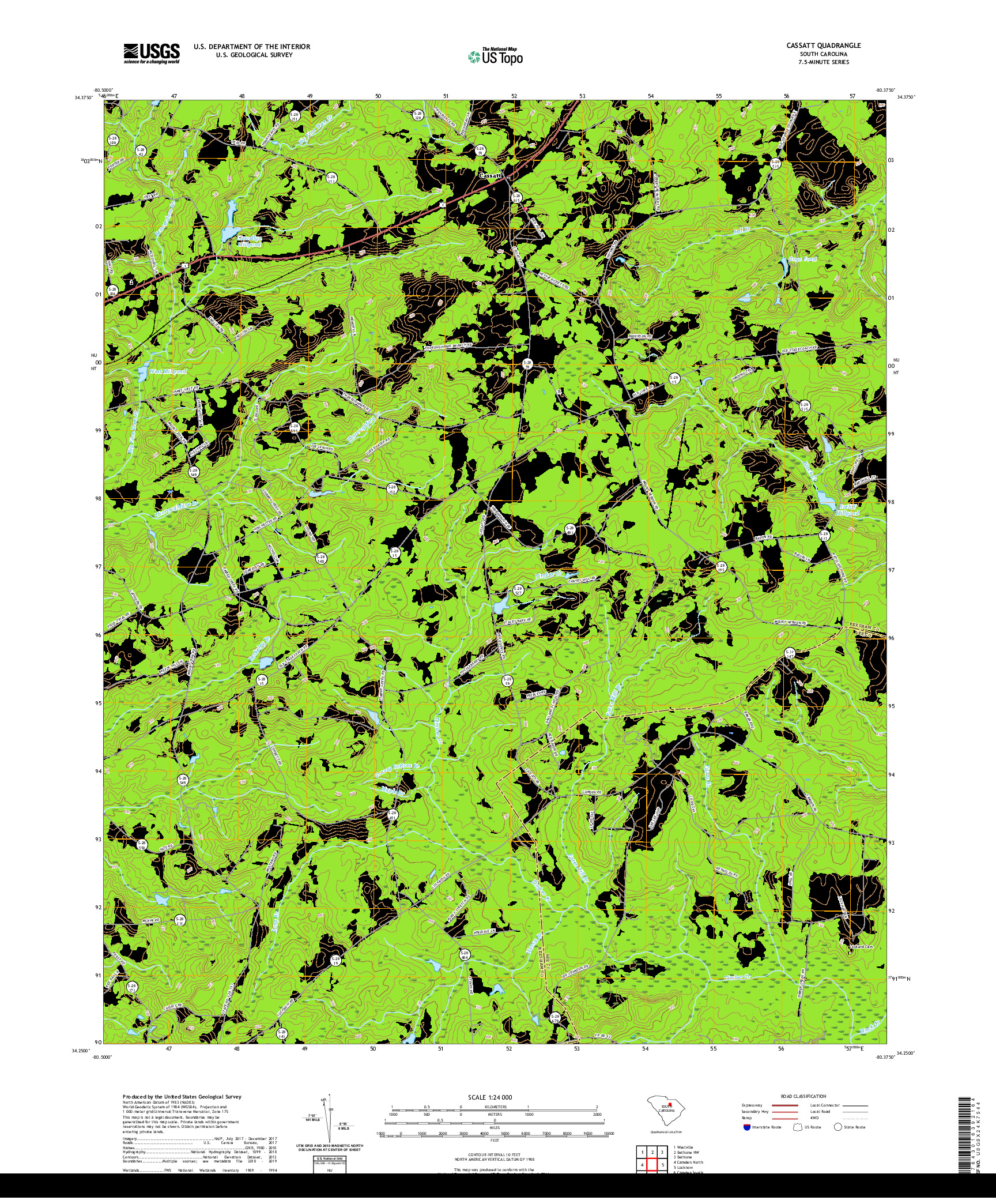 USGS US TOPO 7.5-MINUTE MAP FOR CASSATT, SC 2020