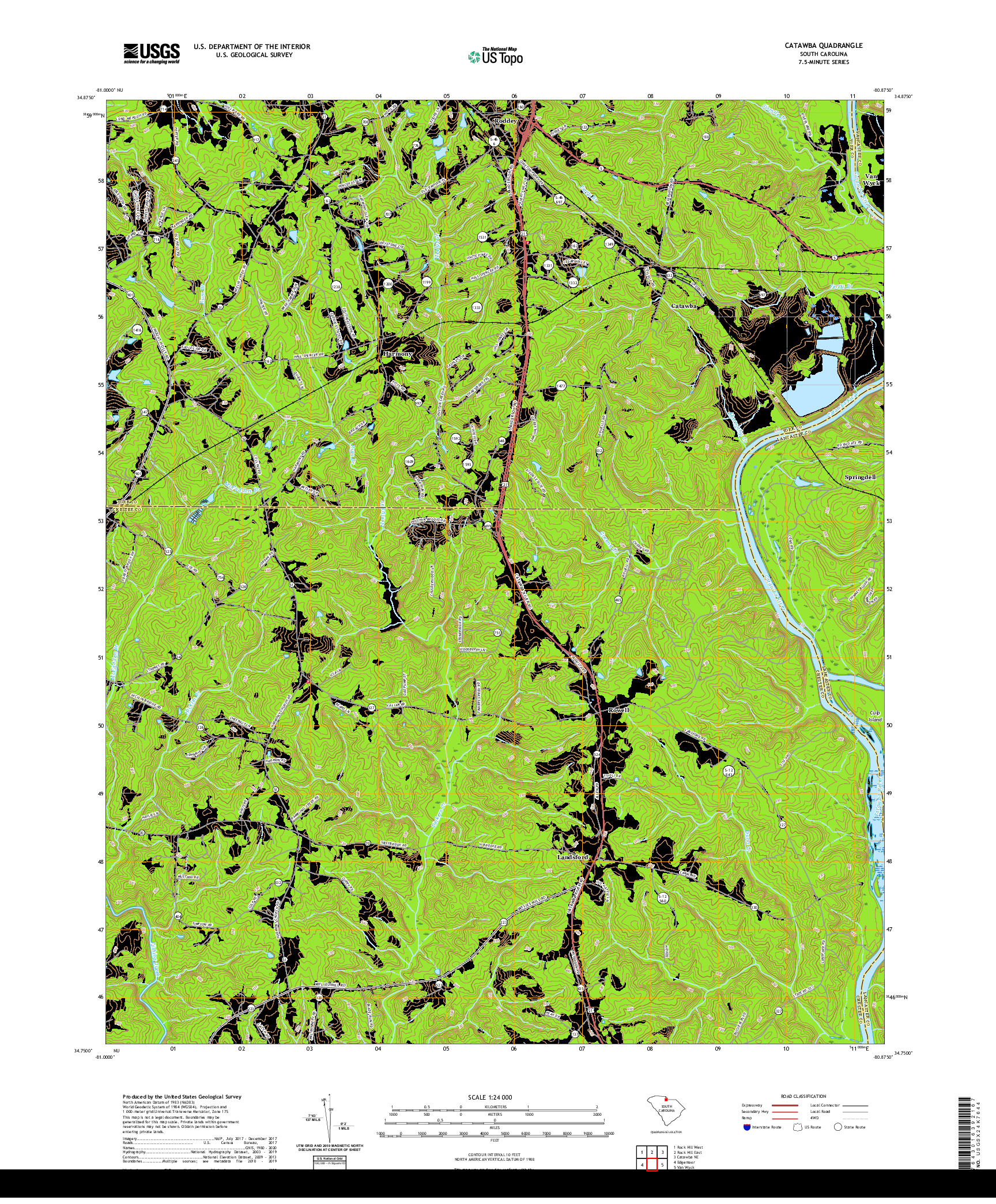 USGS US TOPO 7.5-MINUTE MAP FOR CATAWBA, SC 2020