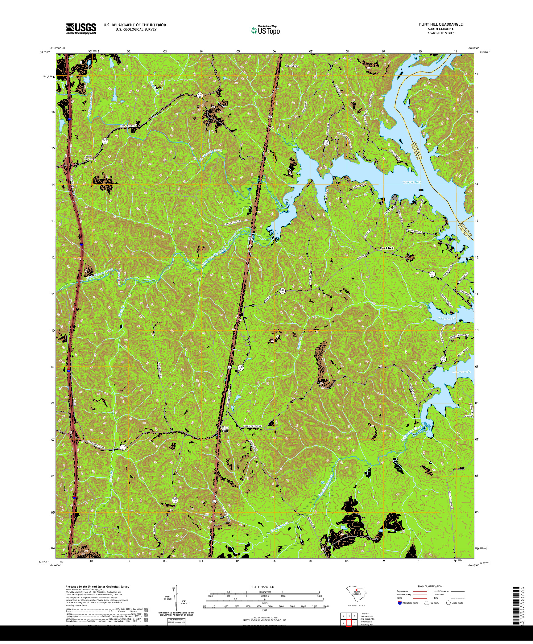USGS US TOPO 7.5-MINUTE MAP FOR FLINT HILL, SC 2020