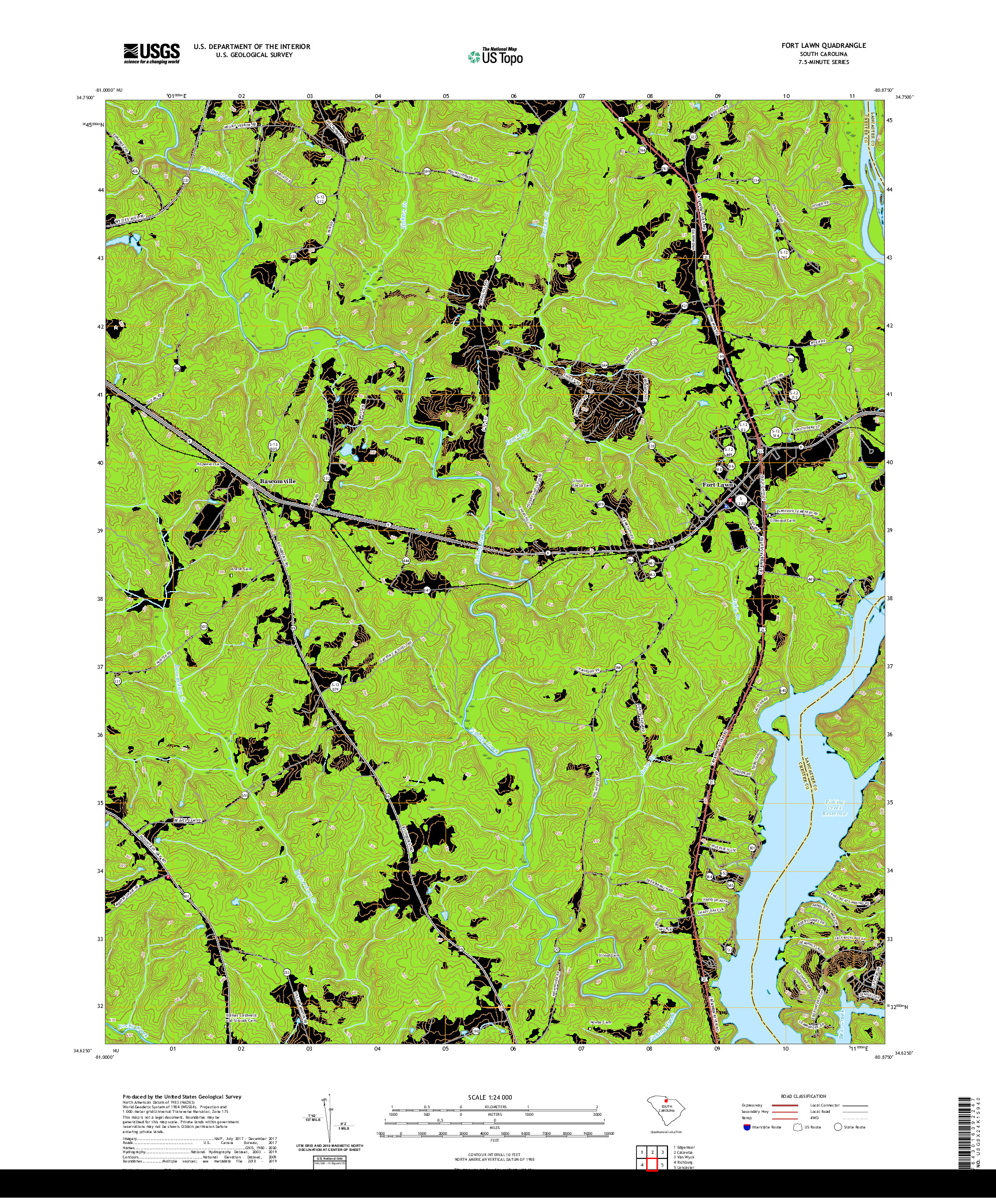 USGS US TOPO 7.5-MINUTE MAP FOR FORT LAWN, SC 2020