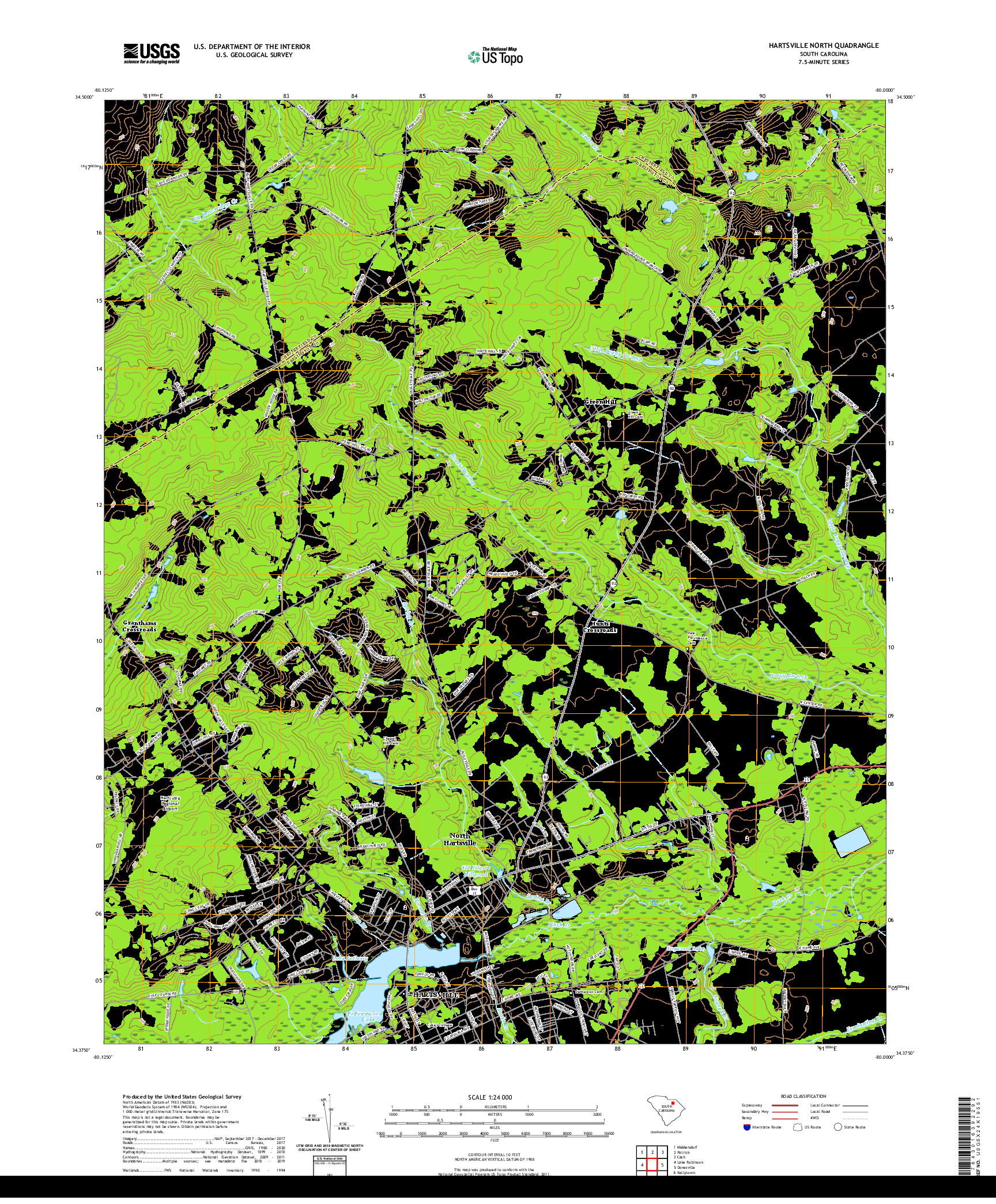 USGS US TOPO 7.5-MINUTE MAP FOR HARTSVILLE NORTH, SC 2020