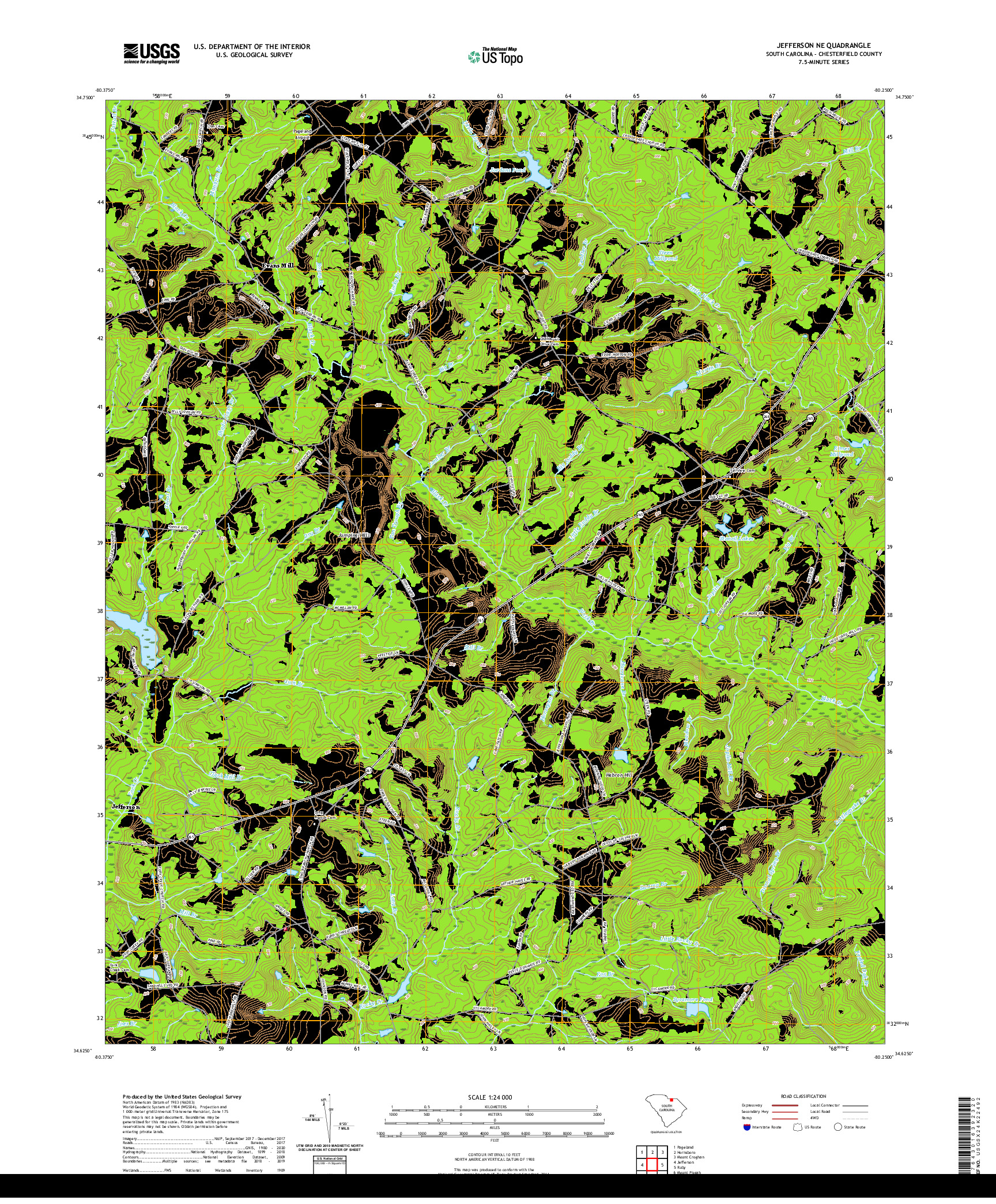 USGS US TOPO 7.5-MINUTE MAP FOR JEFFERSON NE, SC 2020