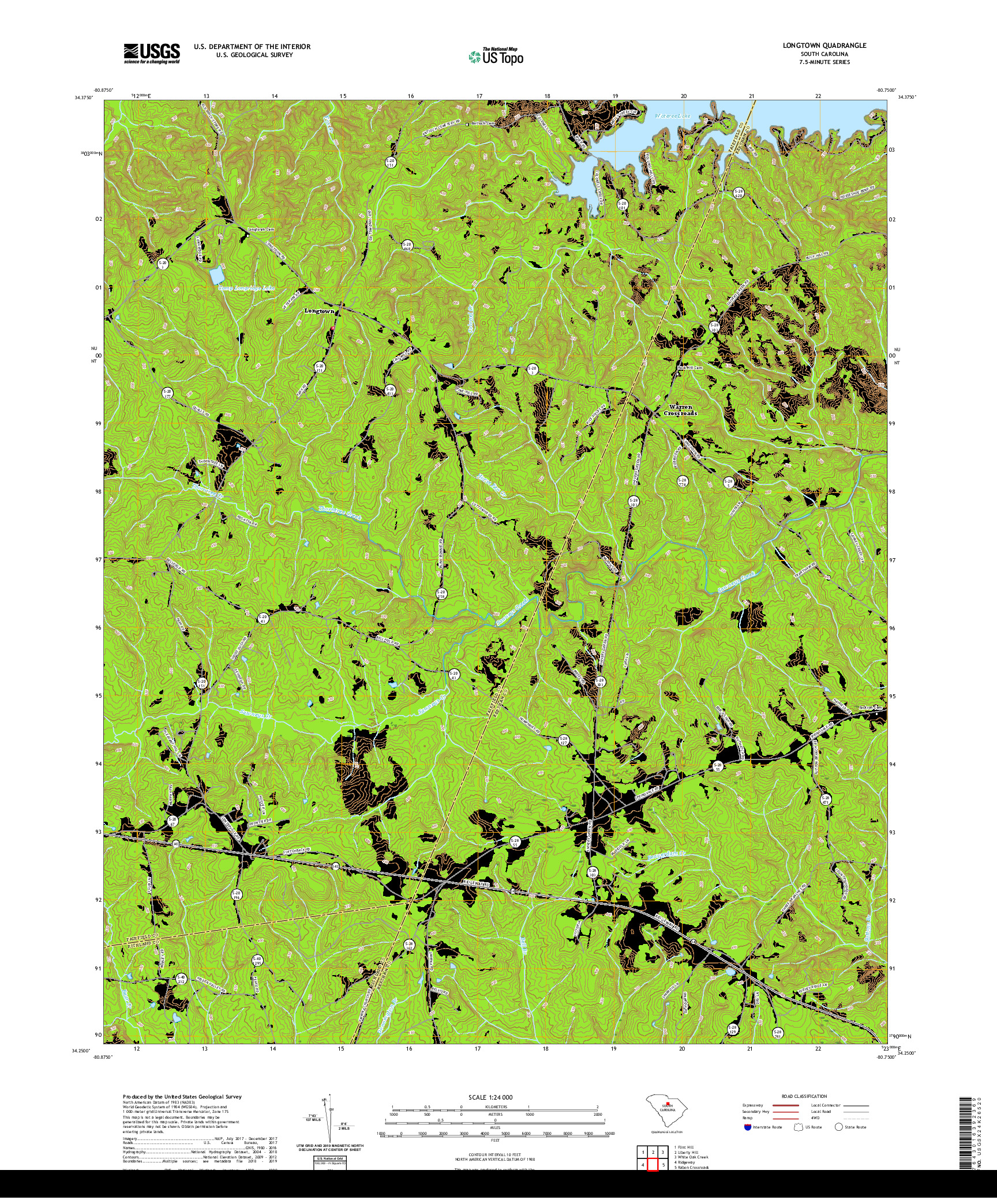 USGS US TOPO 7.5-MINUTE MAP FOR LONGTOWN, SC 2020