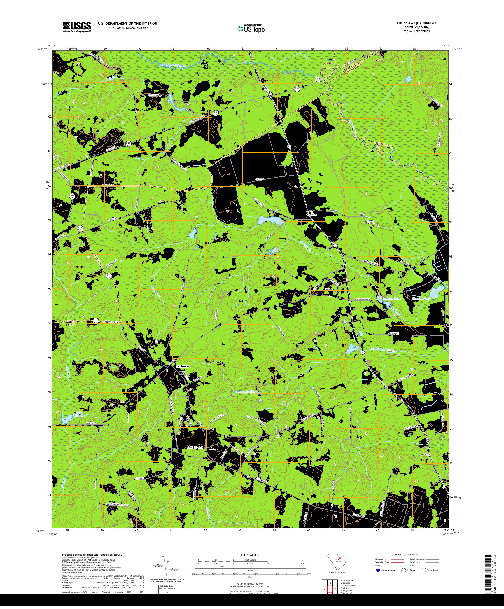 USGS US TOPO 7.5-MINUTE MAP FOR LUCKNOW, SC 2020