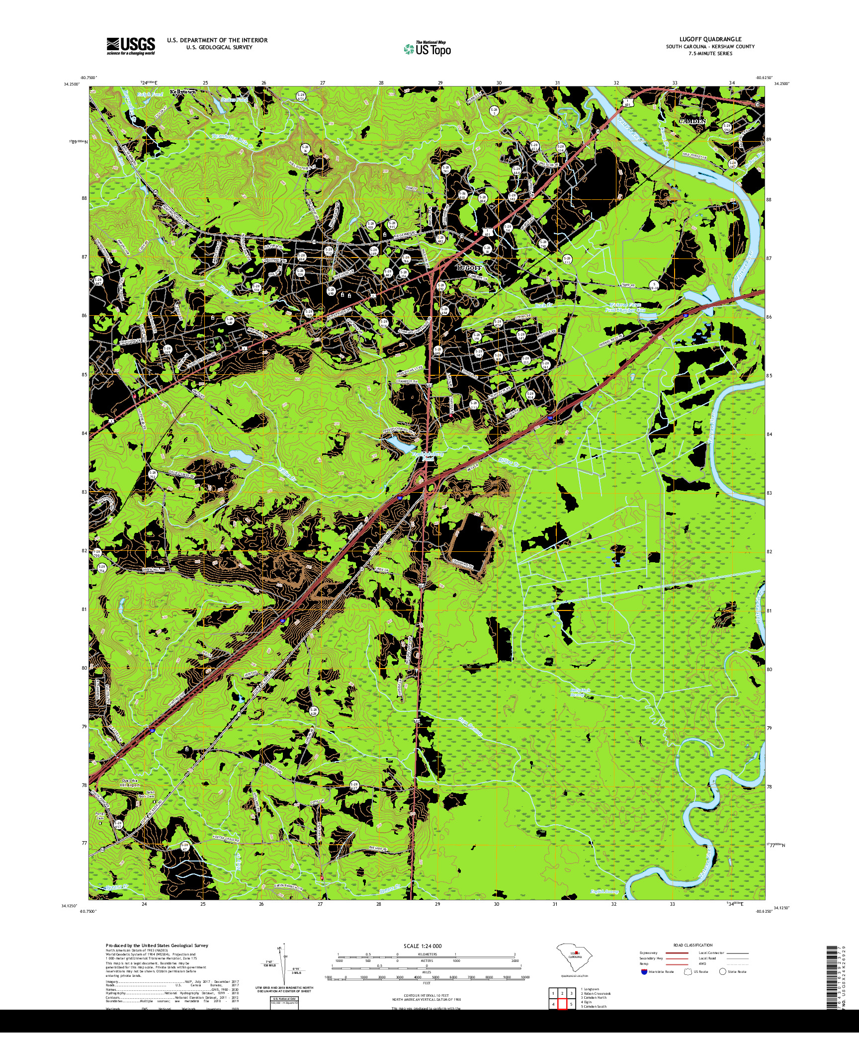 USGS US TOPO 7.5-MINUTE MAP FOR LUGOFF, SC 2020