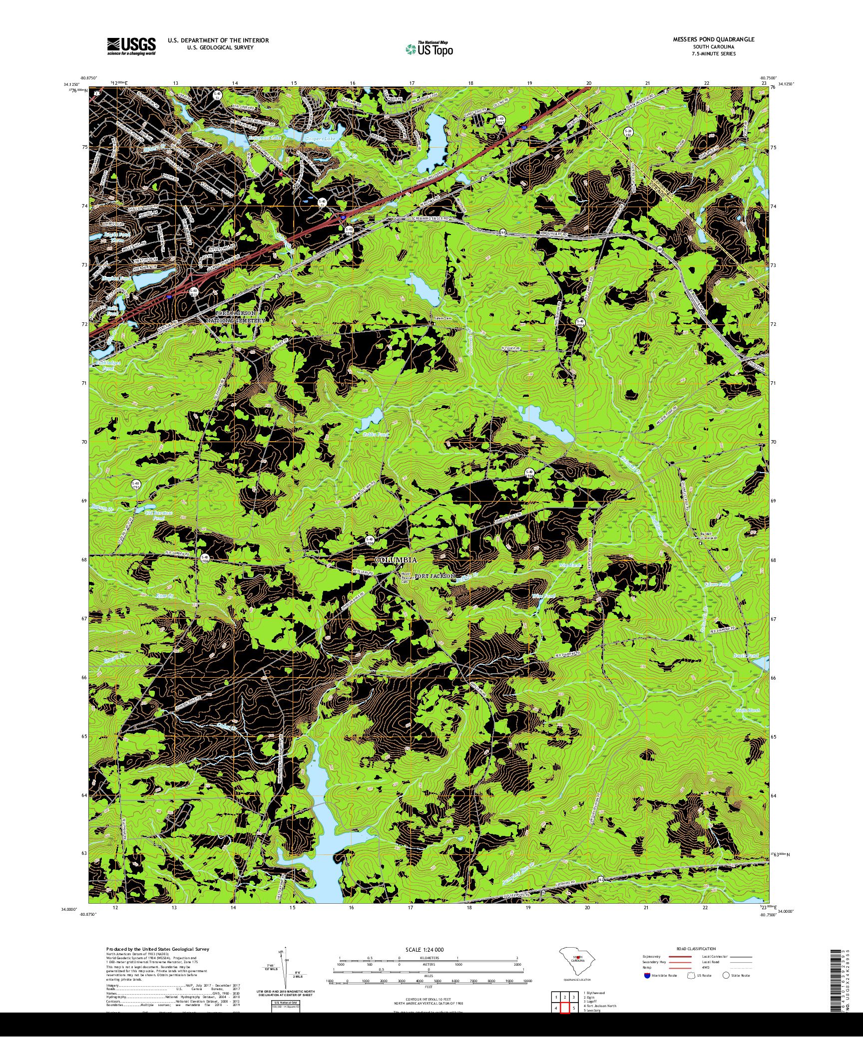 USGS US TOPO 7.5-MINUTE MAP FOR MESSERS POND, SC 2020