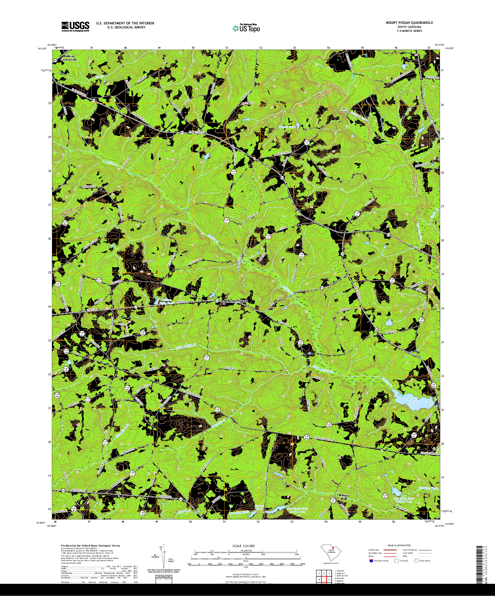 USGS US TOPO 7.5-MINUTE MAP FOR MOUNT PISGAH, SC 2020