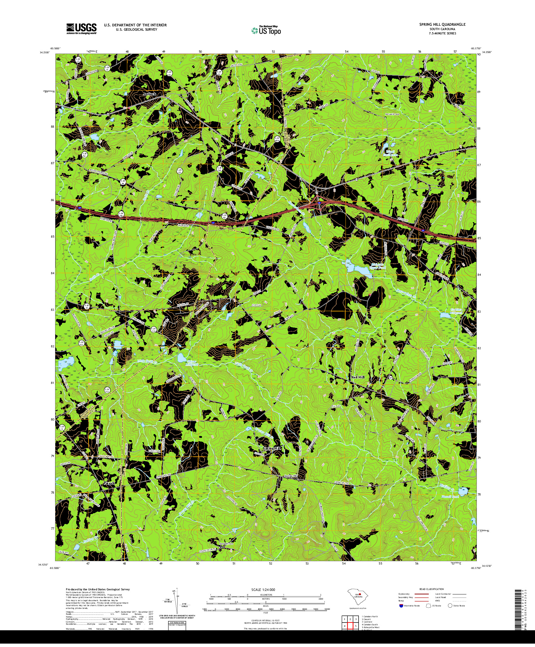 USGS US TOPO 7.5-MINUTE MAP FOR SPRING HILL, SC 2020