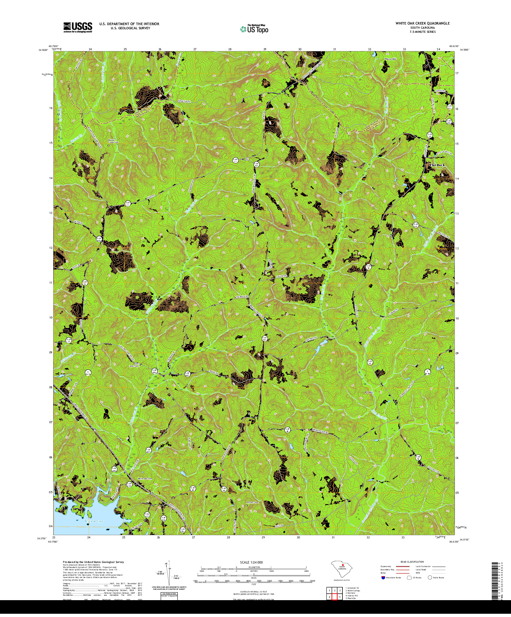 USGS US TOPO 7.5-MINUTE MAP FOR WHITE OAK CREEK, SC 2020