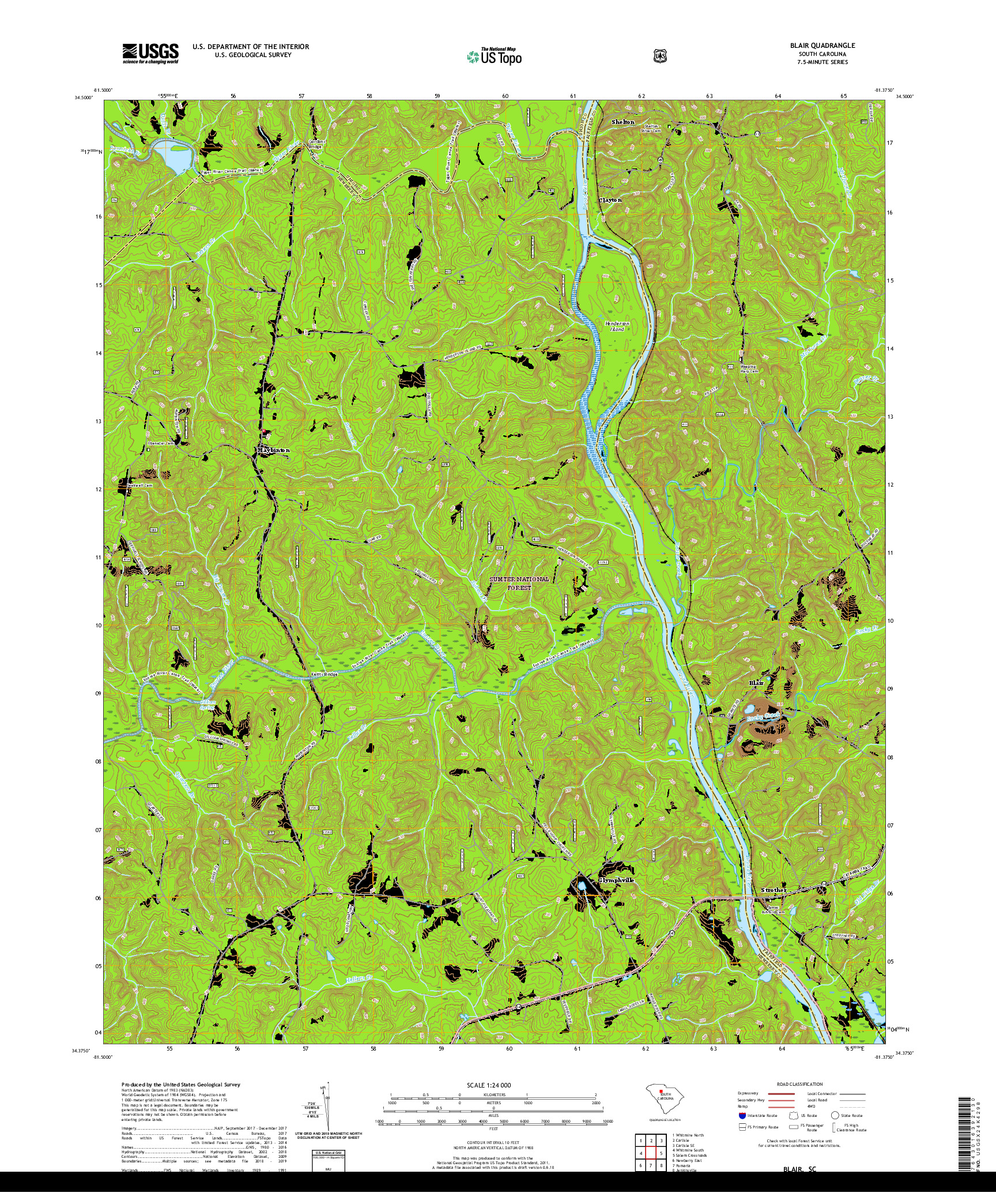 USGS US TOPO 7.5-MINUTE MAP FOR BLAIR, SC 2020