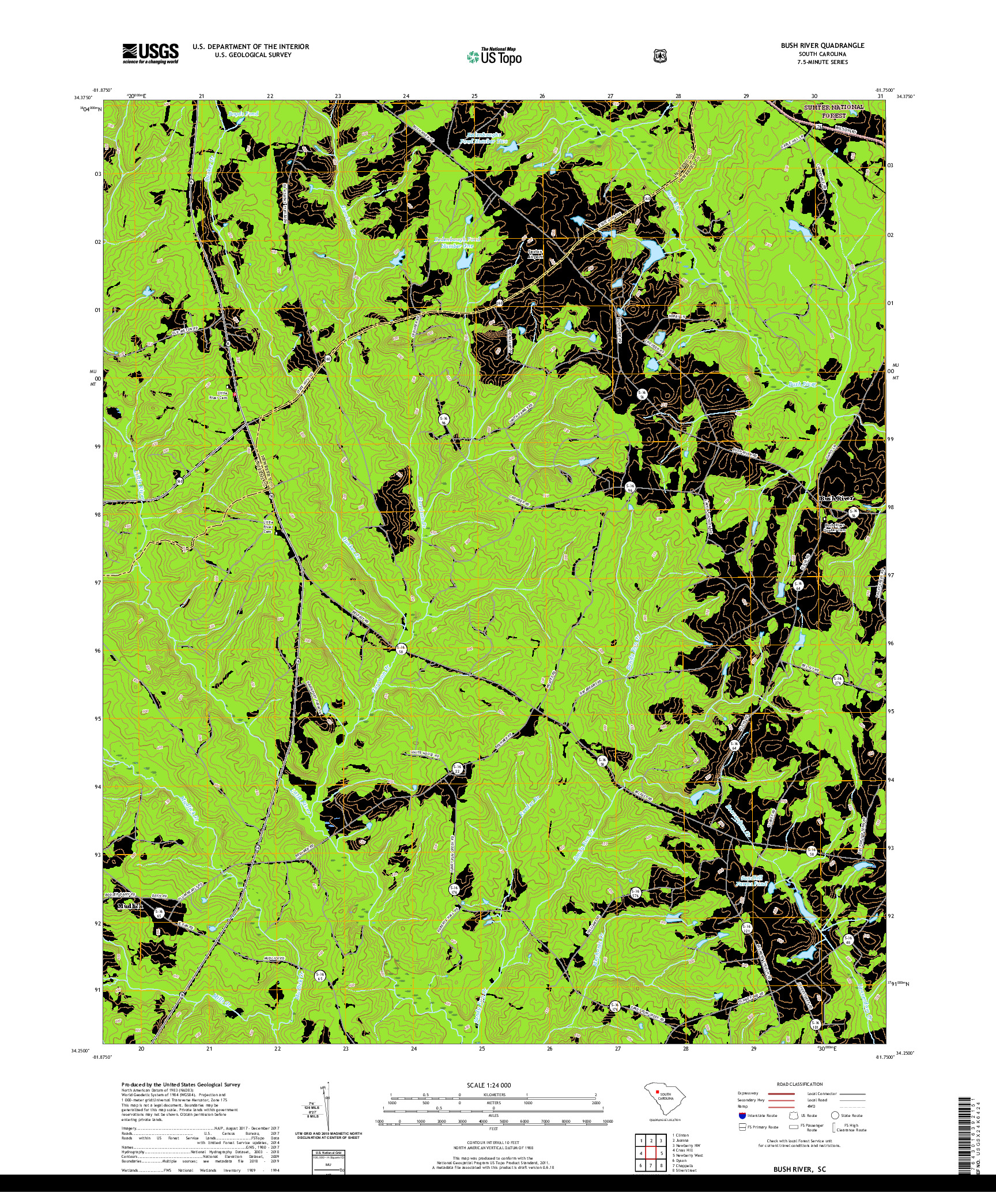 USGS US TOPO 7.5-MINUTE MAP FOR BUSH RIVER, SC 2020