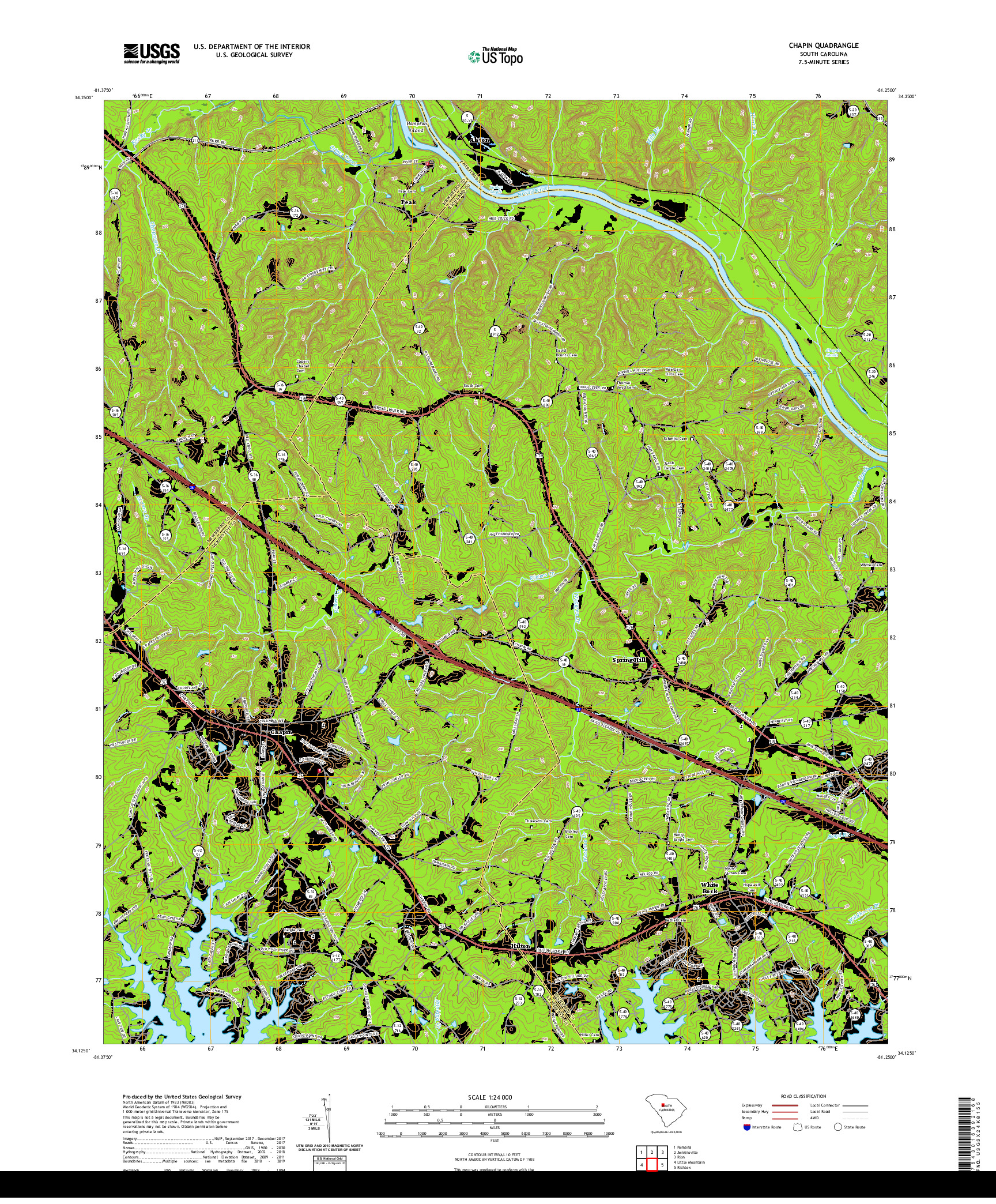 USGS US TOPO 7.5-MINUTE MAP FOR CHAPIN, SC 2020