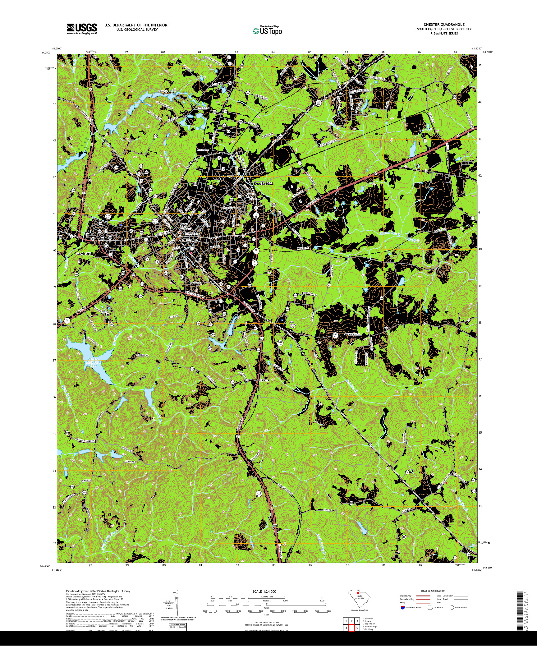 USGS US TOPO 7.5-MINUTE MAP FOR CHESTER, SC 2020