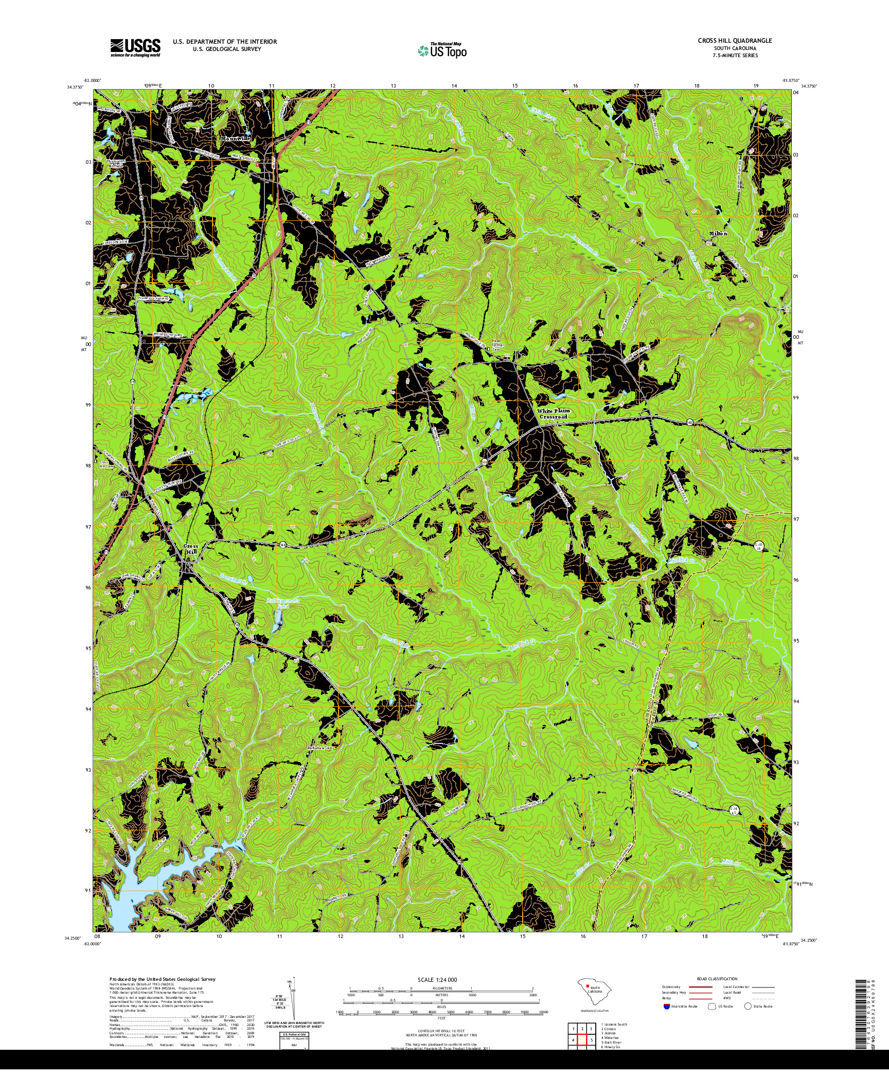 USGS US TOPO 7.5-MINUTE MAP FOR CROSS HILL, SC 2020