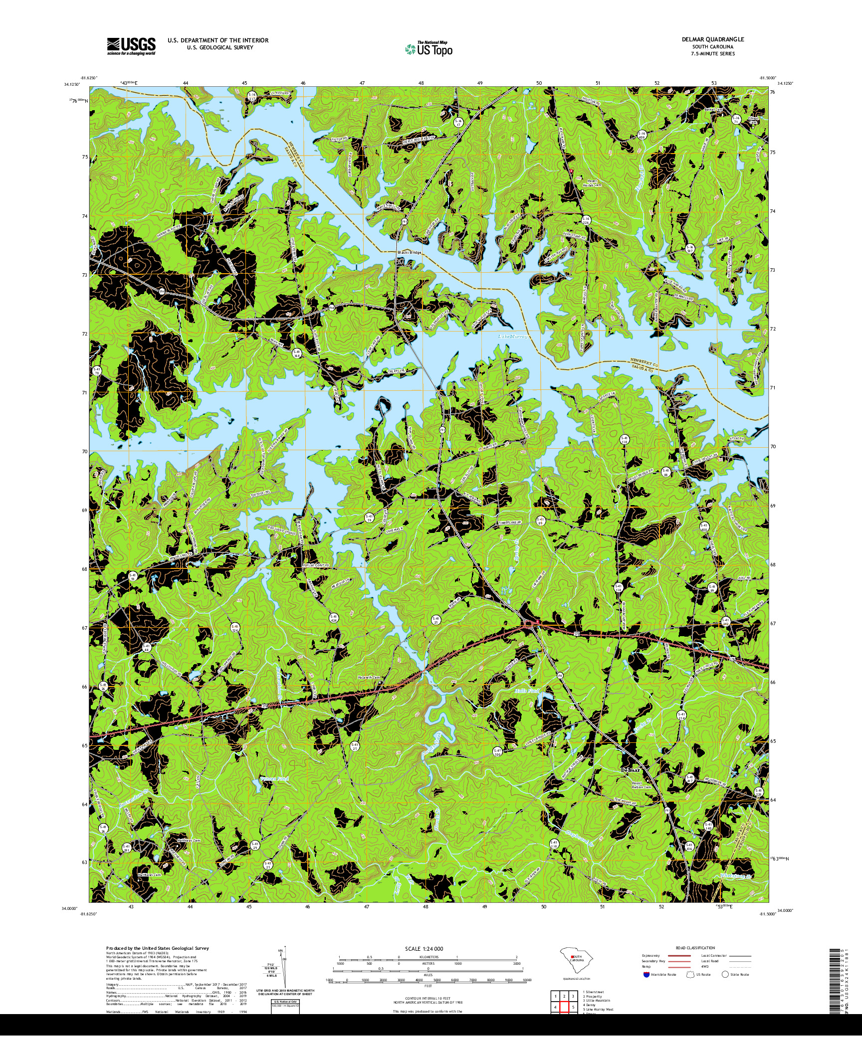 USGS US TOPO 7.5-MINUTE MAP FOR DELMAR, SC 2020