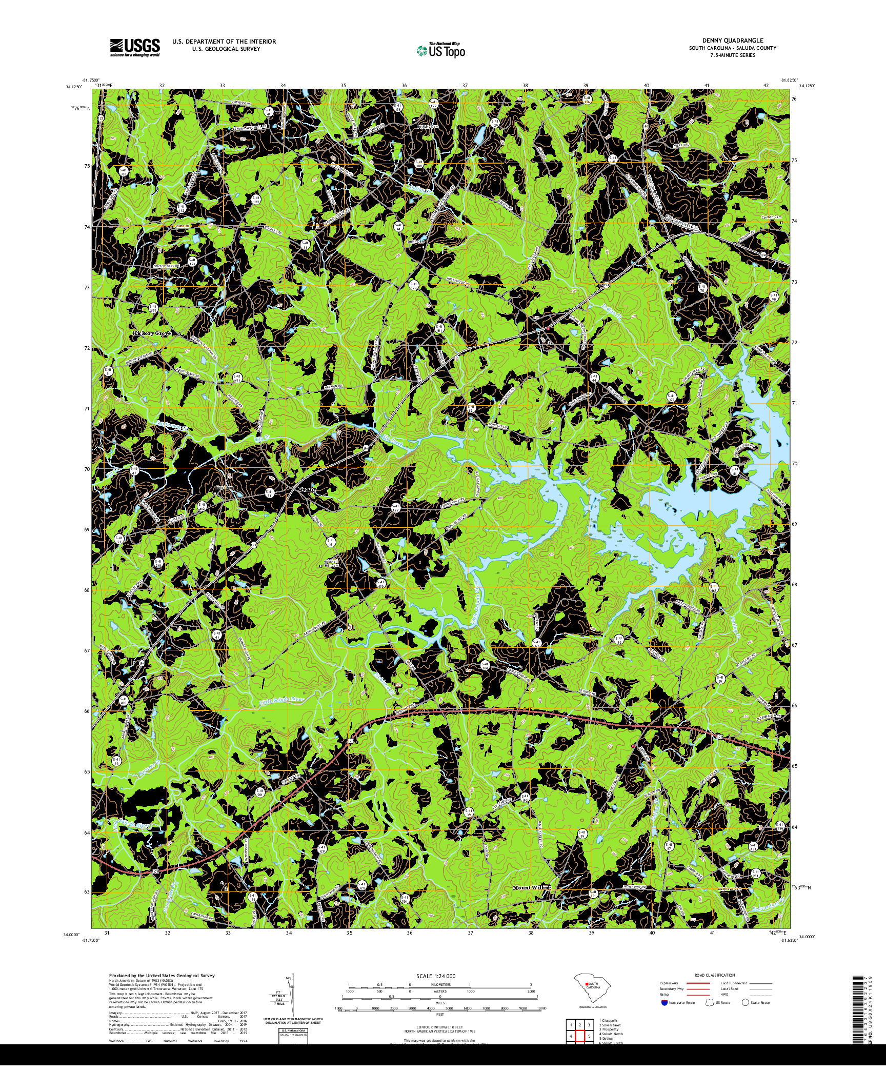 USGS US TOPO 7.5-MINUTE MAP FOR DENNY, SC 2020