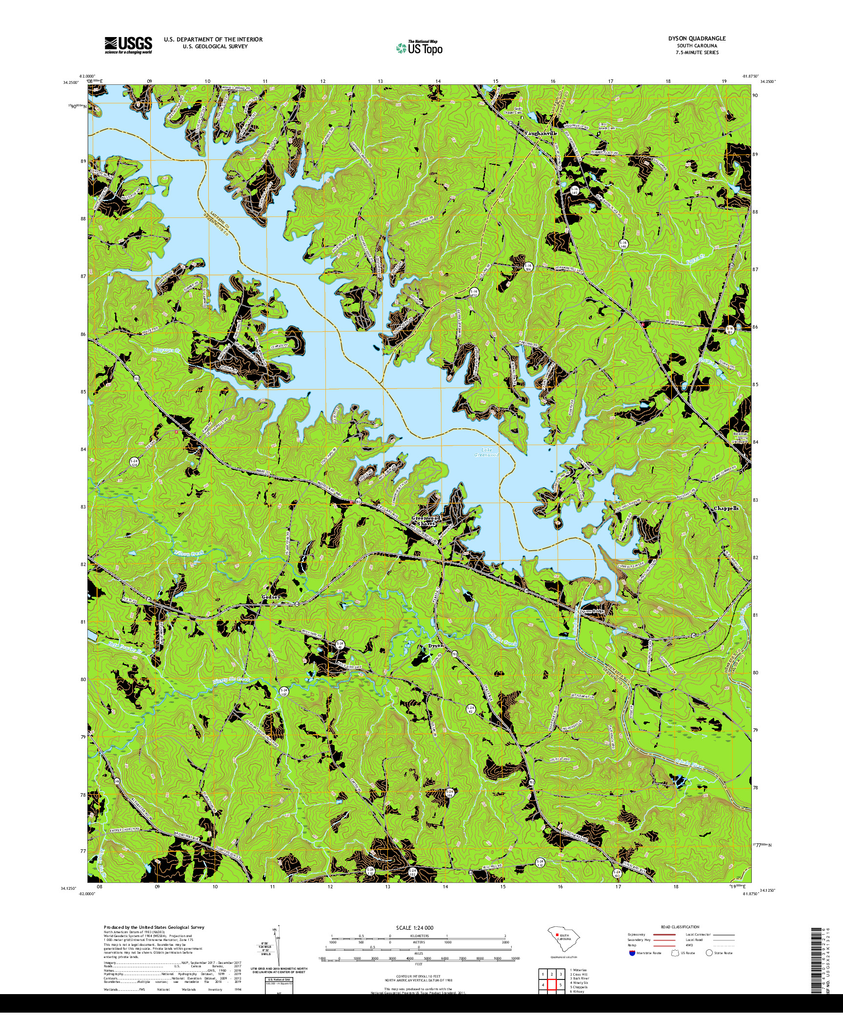USGS US TOPO 7.5-MINUTE MAP FOR DYSON, SC 2020