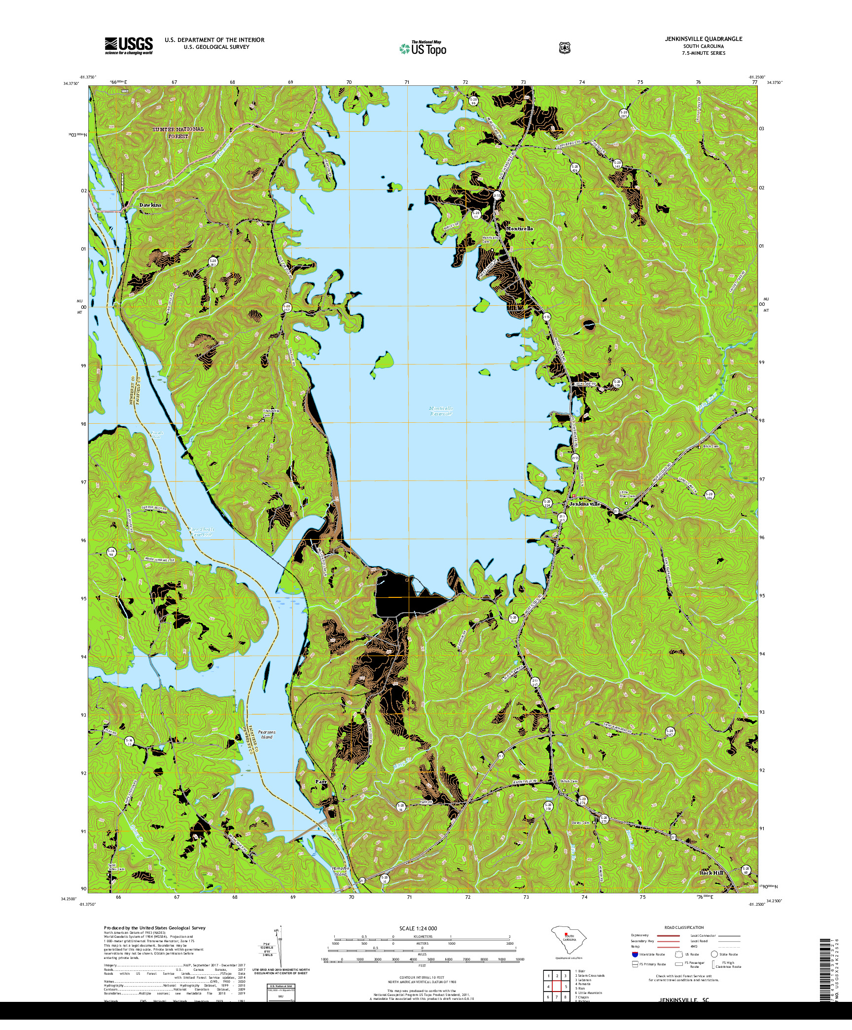 USGS US TOPO 7.5-MINUTE MAP FOR JENKINSVILLE, SC 2020