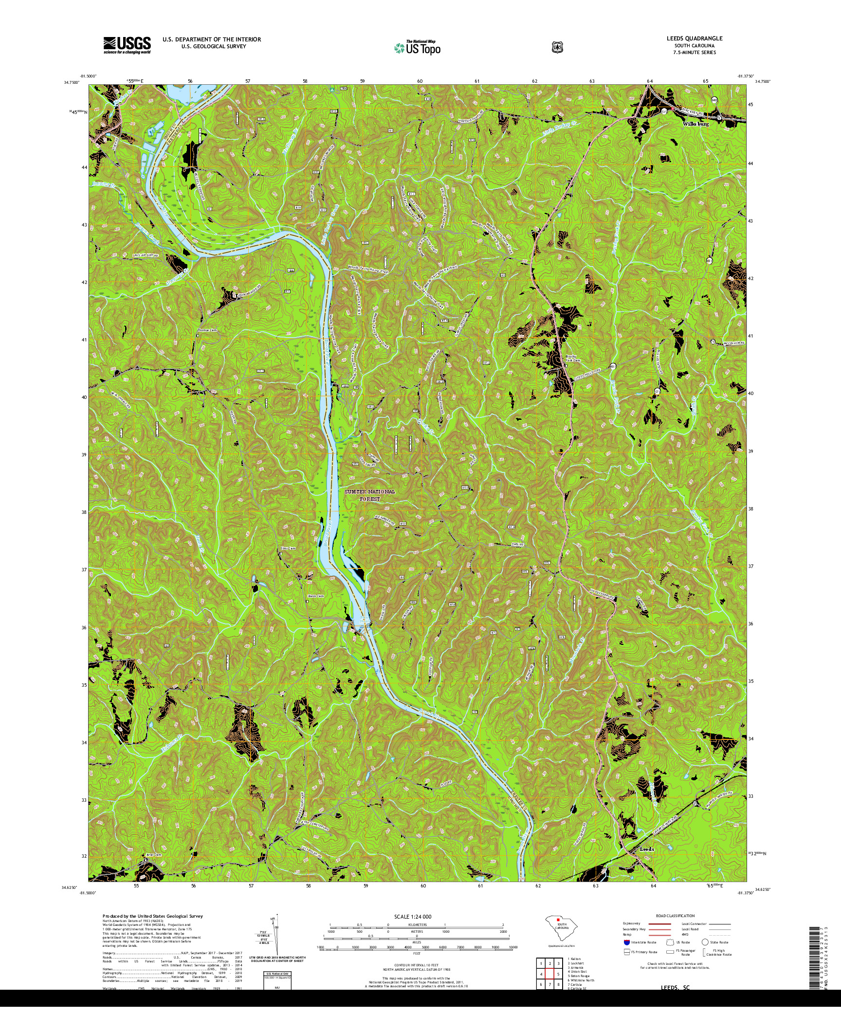 USGS US TOPO 7.5-MINUTE MAP FOR LEEDS, SC 2020