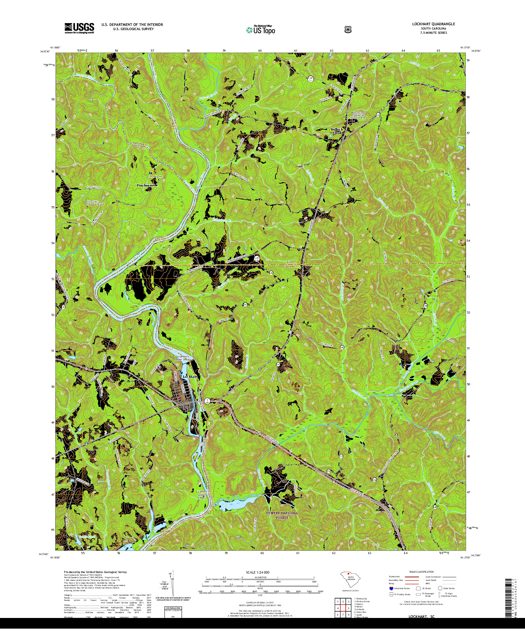 USGS US TOPO 7.5-MINUTE MAP FOR LOCKHART, SC 2020