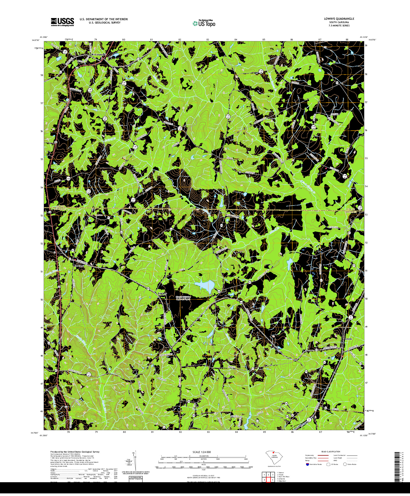 USGS US TOPO 7.5-MINUTE MAP FOR LOWRYS, SC 2020