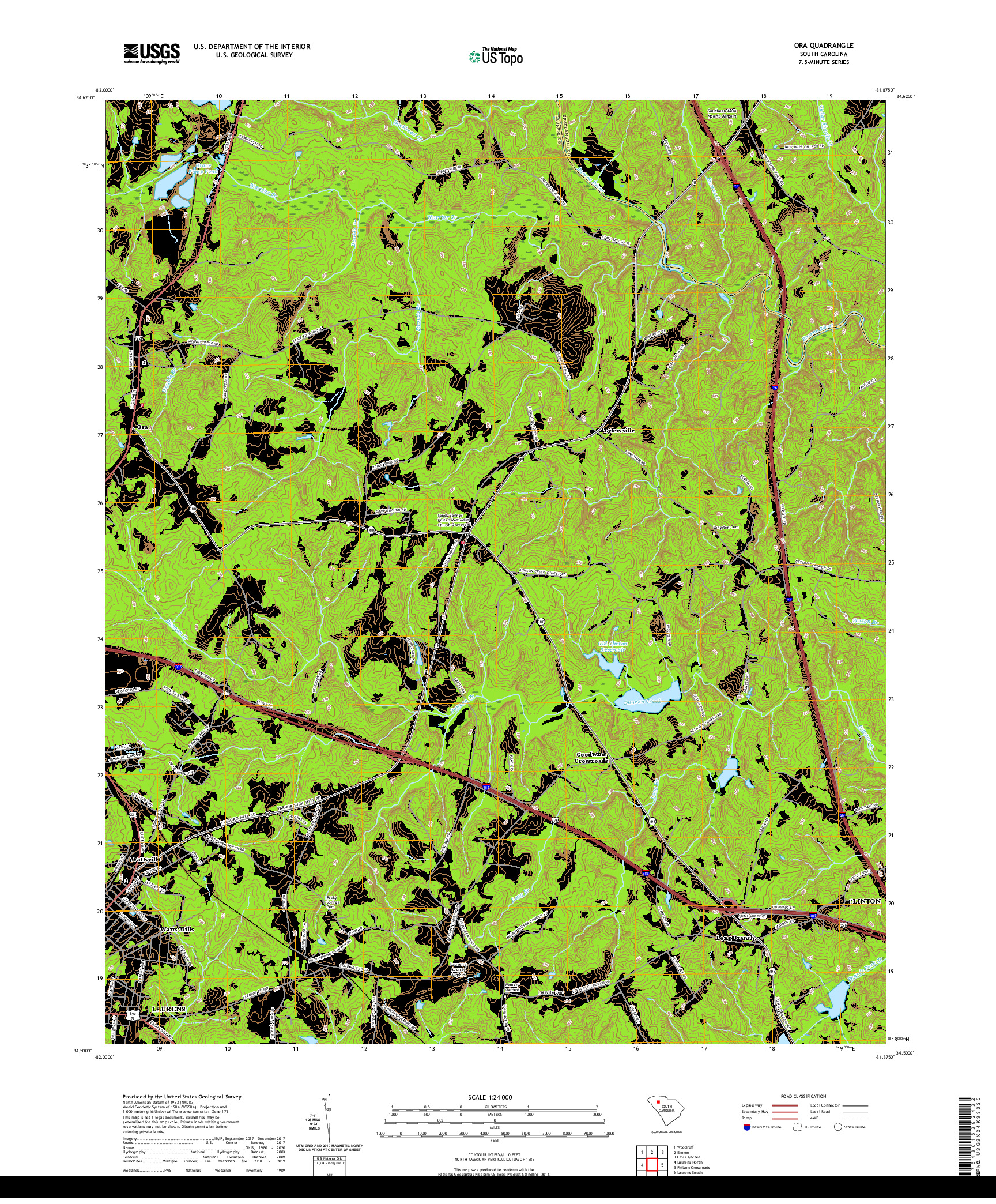 USGS US TOPO 7.5-MINUTE MAP FOR ORA, SC 2020