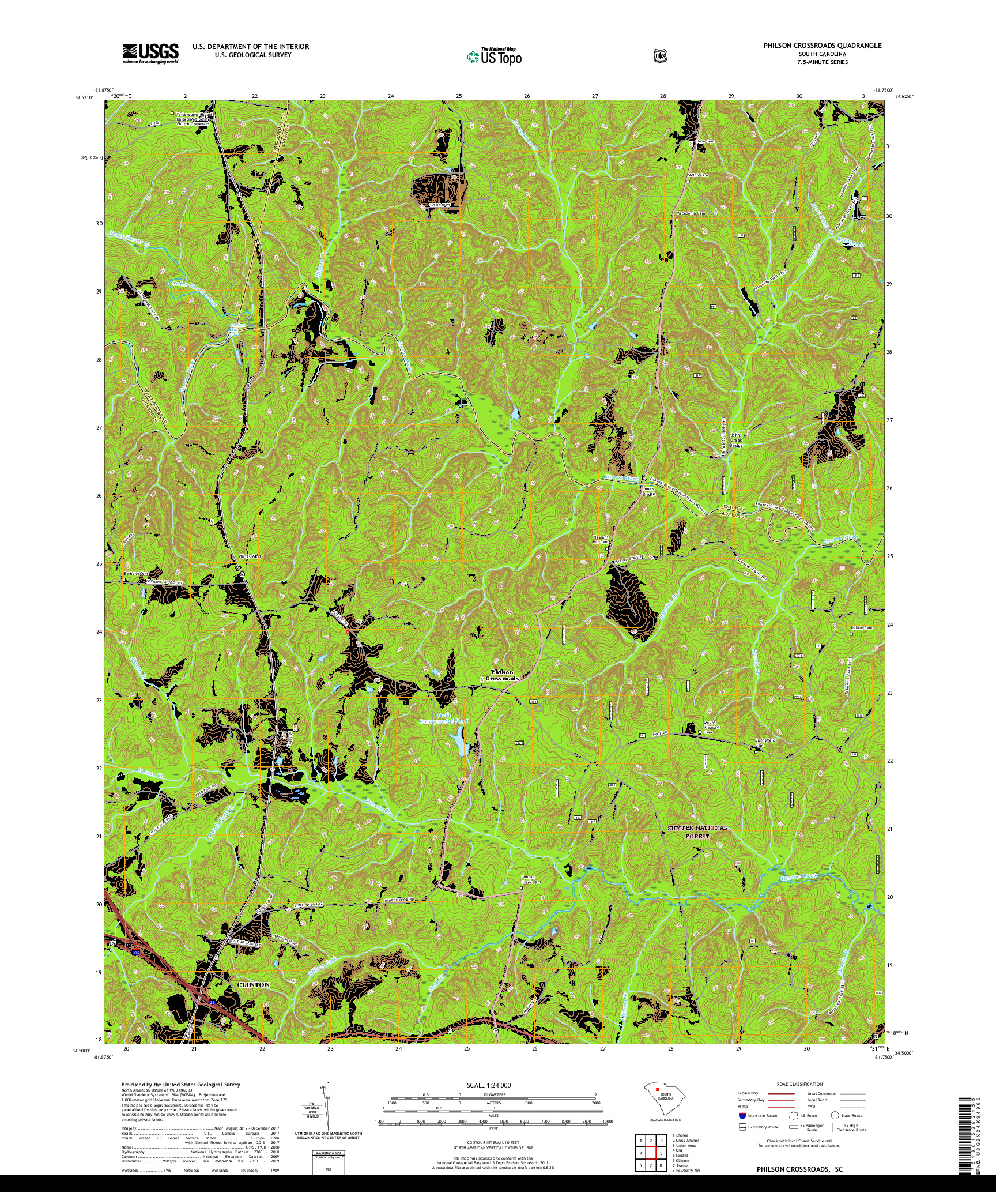 USGS US TOPO 7.5-MINUTE MAP FOR PHILSON CROSSROADS, SC 2020