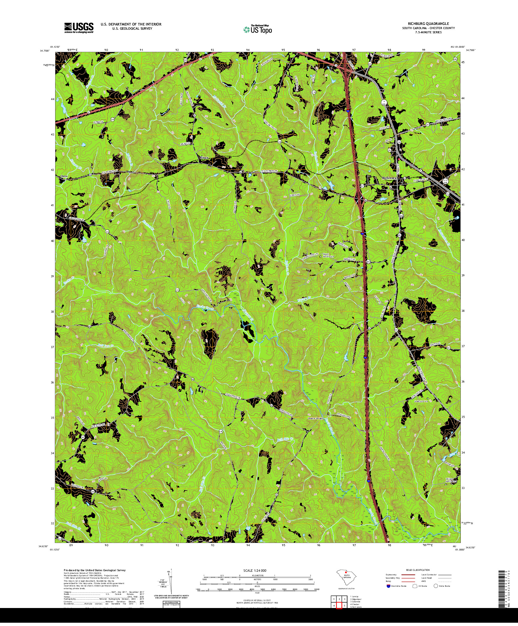 USGS US TOPO 7.5-MINUTE MAP FOR RICHBURG, SC 2020