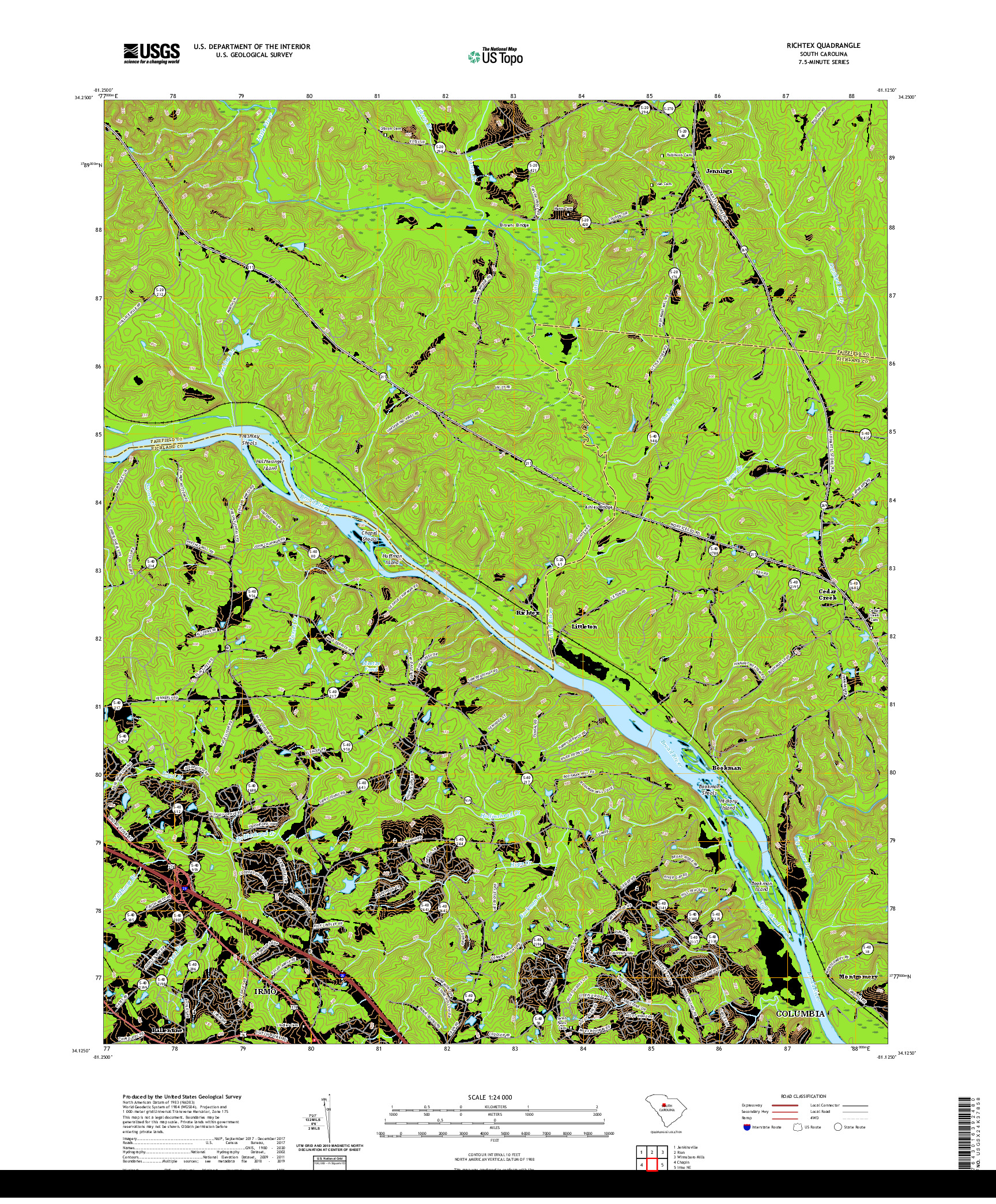 USGS US TOPO 7.5-MINUTE MAP FOR RICHTEX, SC 2020