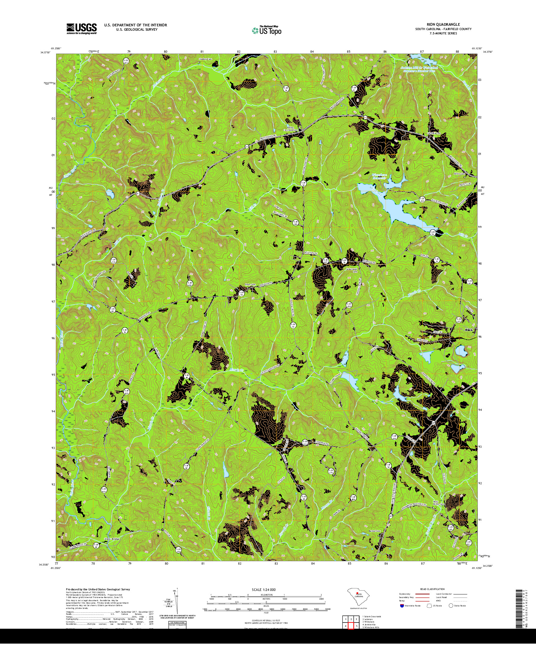 USGS US TOPO 7.5-MINUTE MAP FOR RION, SC 2020