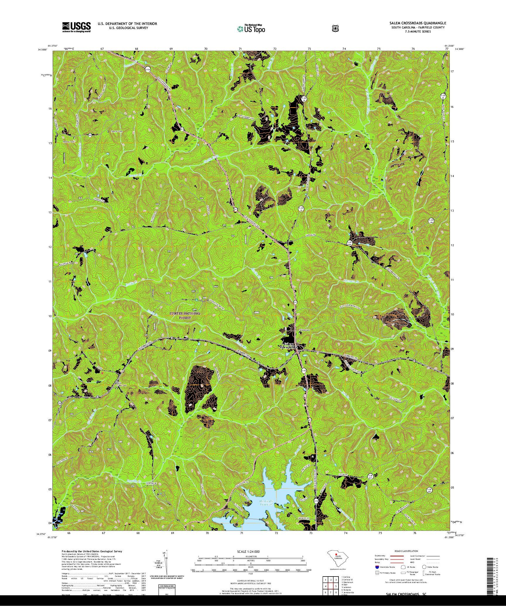 USGS US TOPO 7.5-MINUTE MAP FOR SALEM CROSSROADS, SC 2020