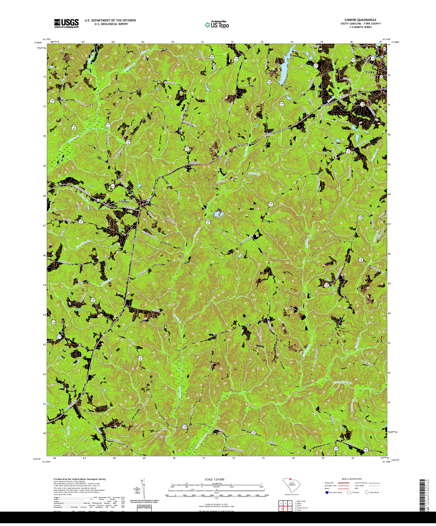 USGS US TOPO 7.5-MINUTE MAP FOR SHARON, SC 2020