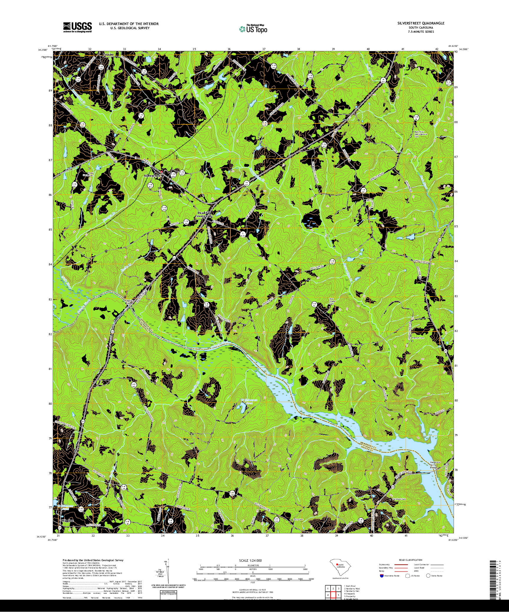 USGS US TOPO 7.5-MINUTE MAP FOR SILVERSTREET, SC 2020