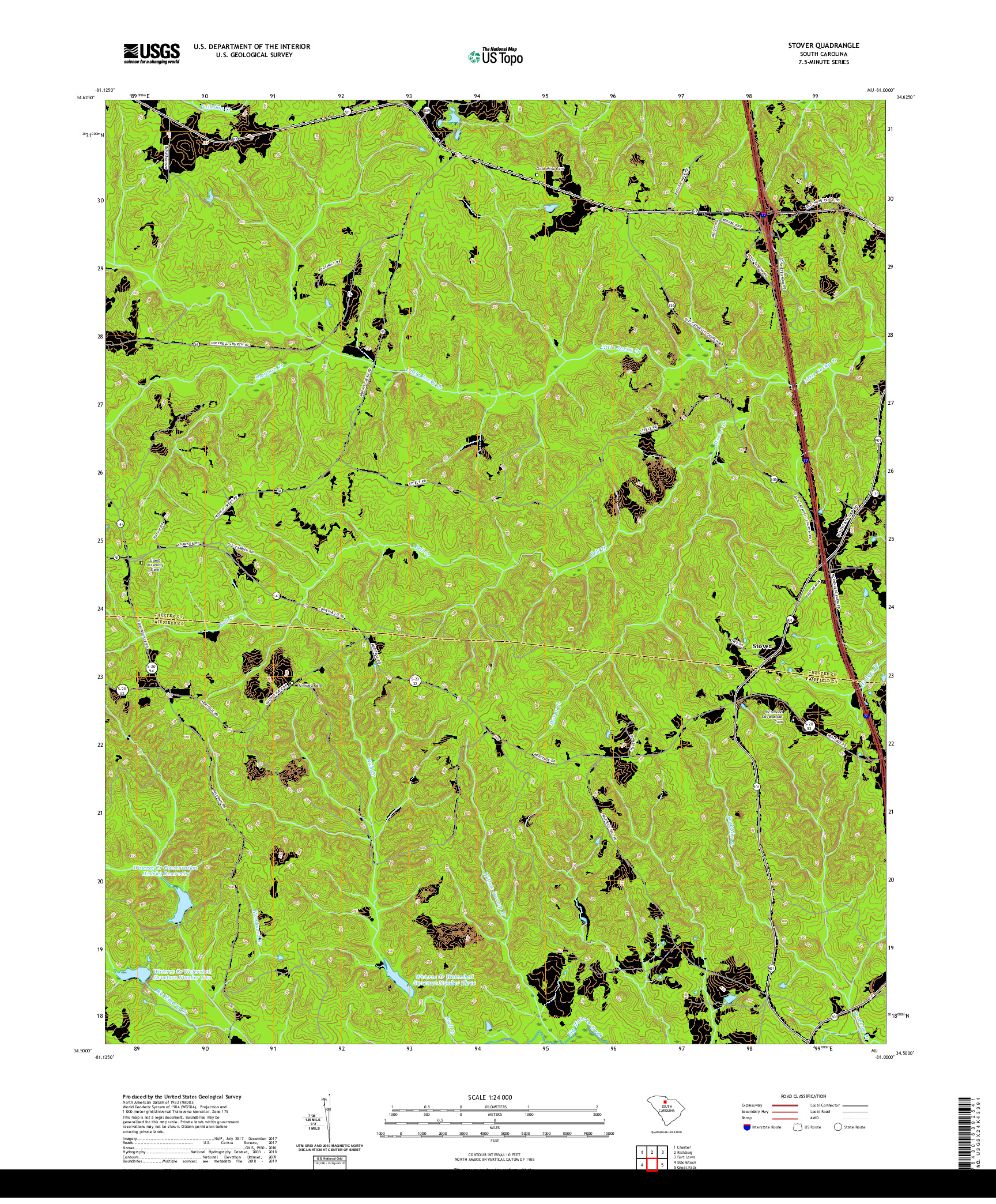 USGS US TOPO 7.5-MINUTE MAP FOR STOVER, SC 2020