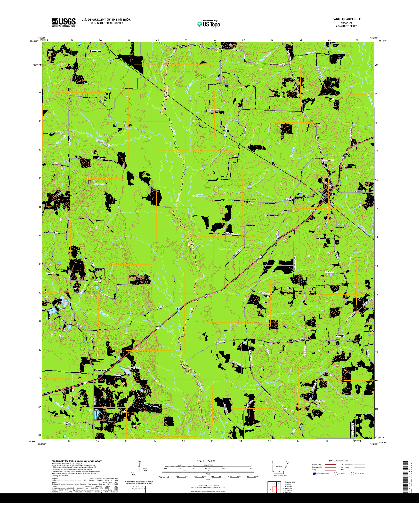 USGS US TOPO 7.5-MINUTE MAP FOR BANKS, AR 2020