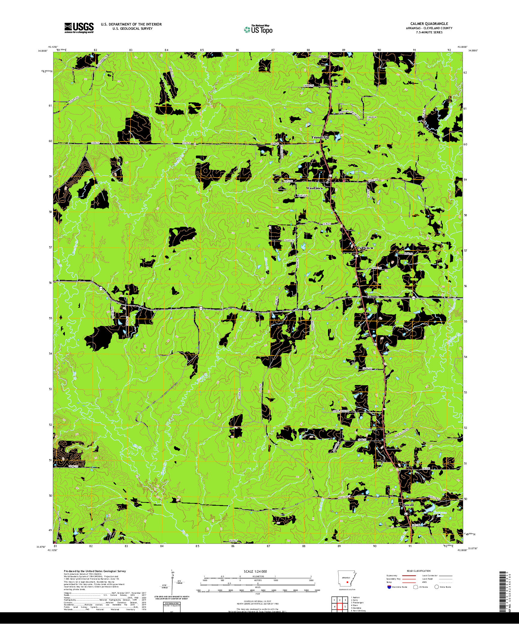USGS US TOPO 7.5-MINUTE MAP FOR CALMER, AR 2020
