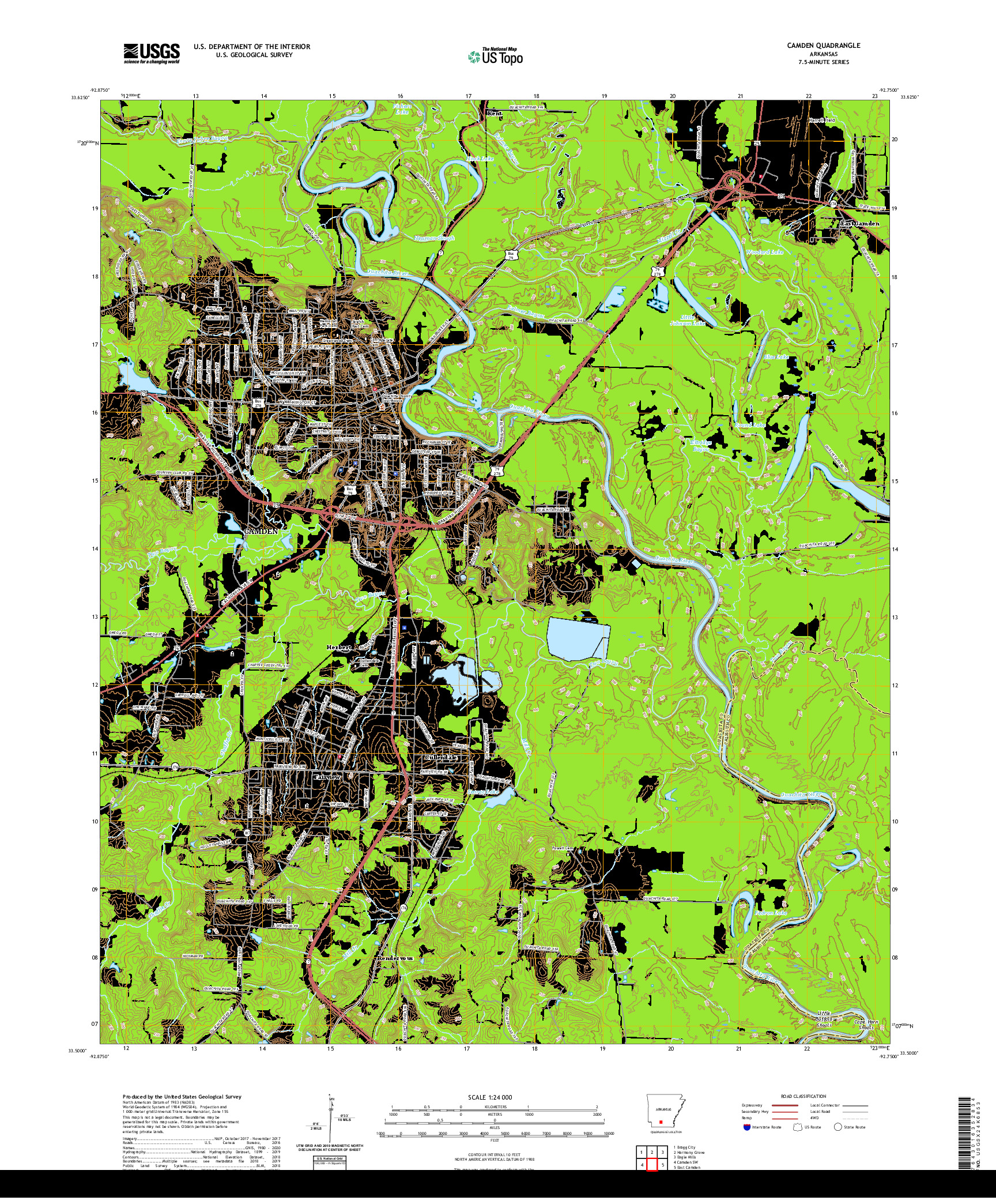 USGS US TOPO 7.5-MINUTE MAP FOR CAMDEN, AR 2020