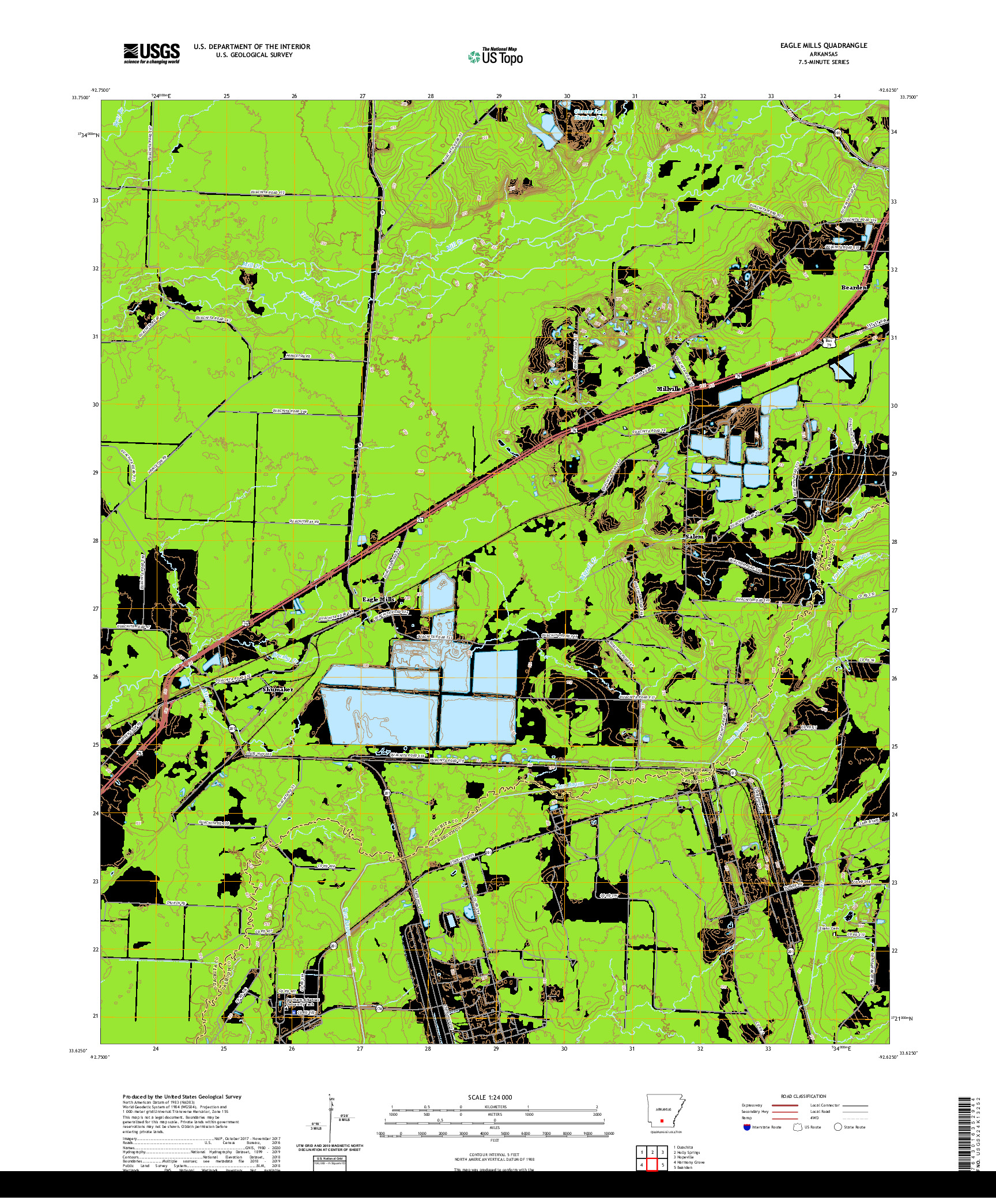 USGS US TOPO 7.5-MINUTE MAP FOR EAGLE MILLS, AR 2020
