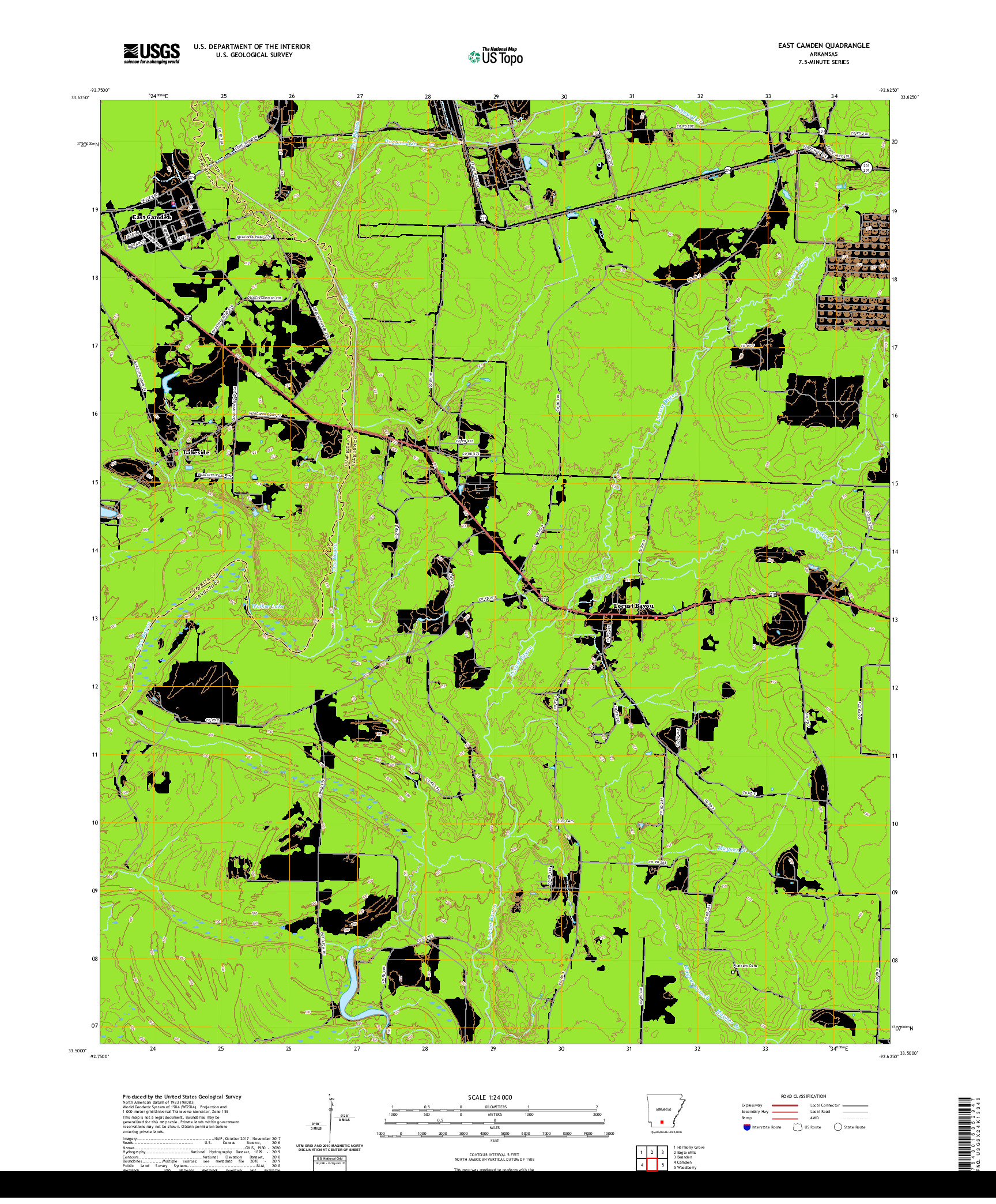 USGS US TOPO 7.5-MINUTE MAP FOR EAST CAMDEN, AR 2020